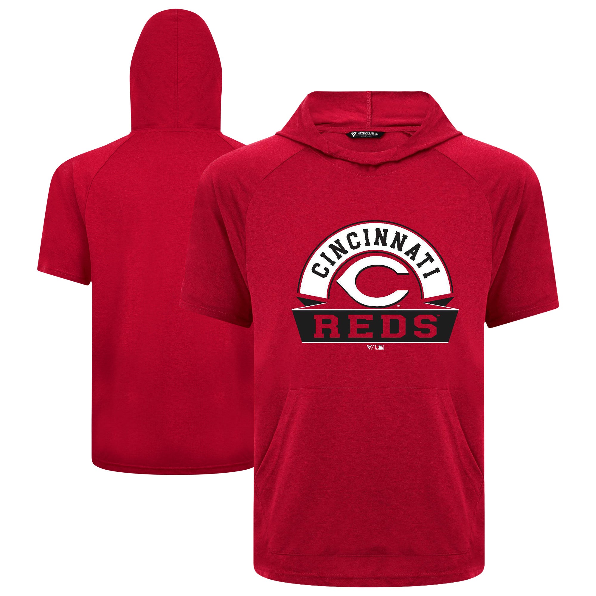 Men's Levelwear Red Cincinnati Reds Phase Banner Arch Hoodie T-Shirt