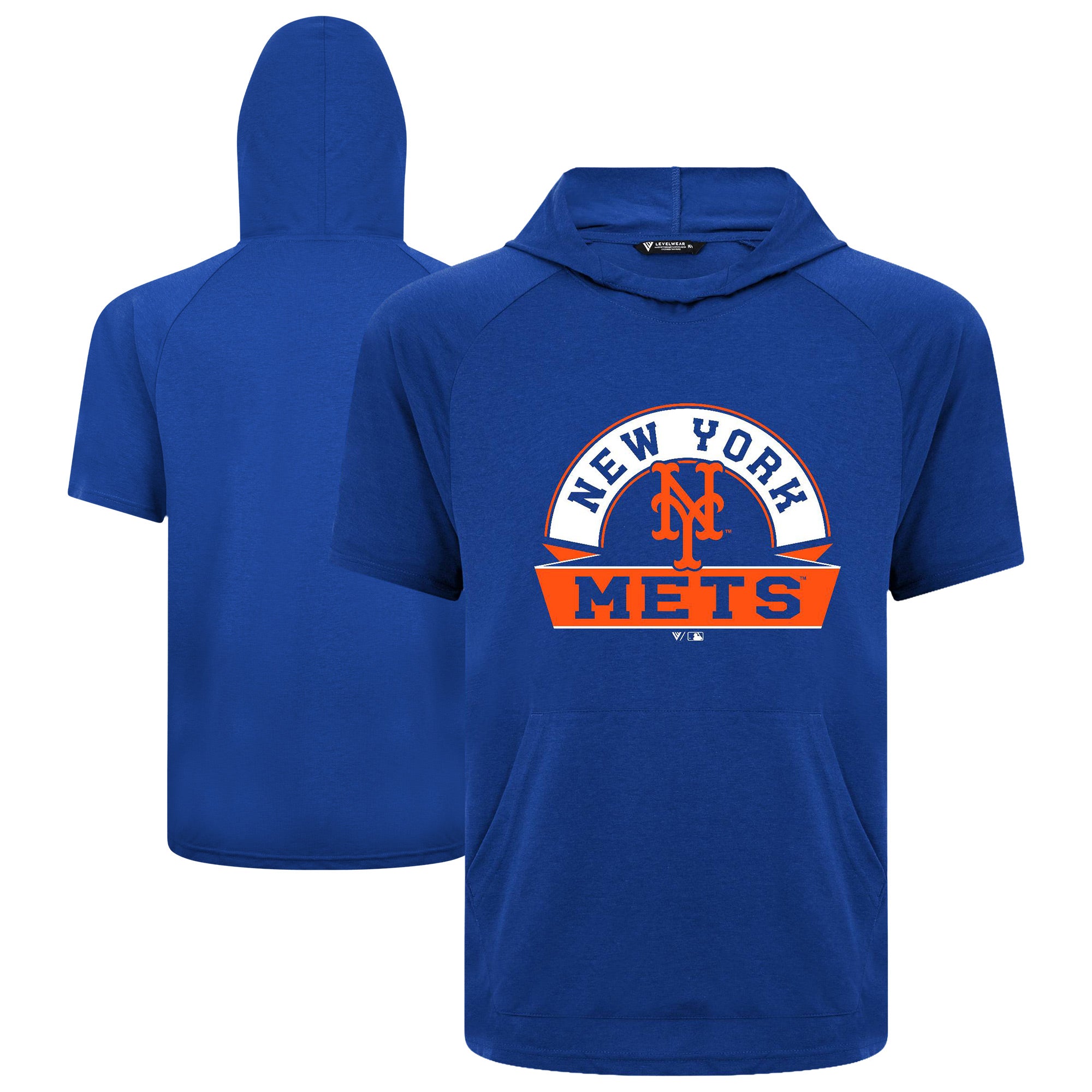 Men's Levelwear Royal New York Mets Phase Banner Arch Hoodie T-Shirt