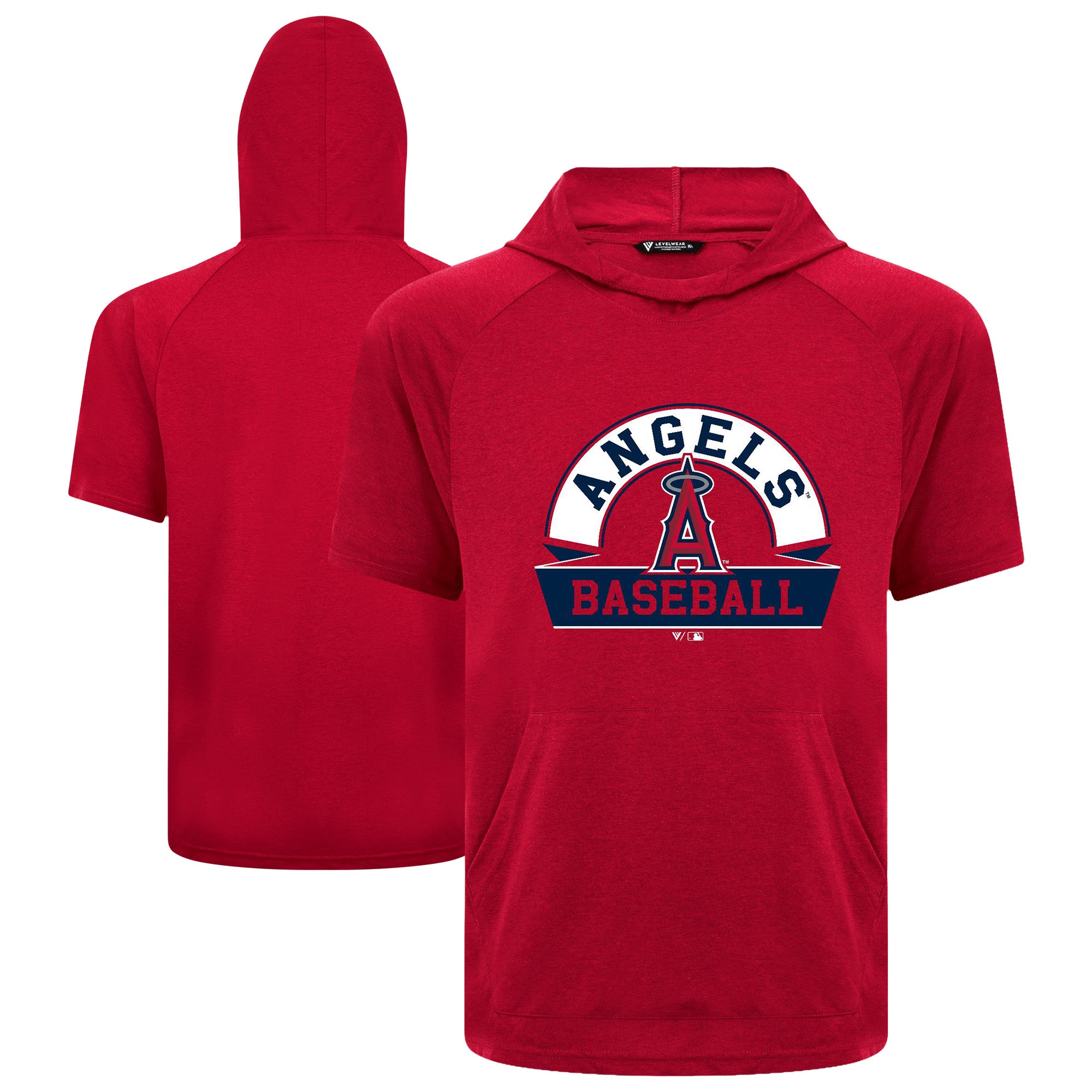 Men's Levelwear Red Los Angeles Angels Phase Banner Arch Hoodie T-Shirt