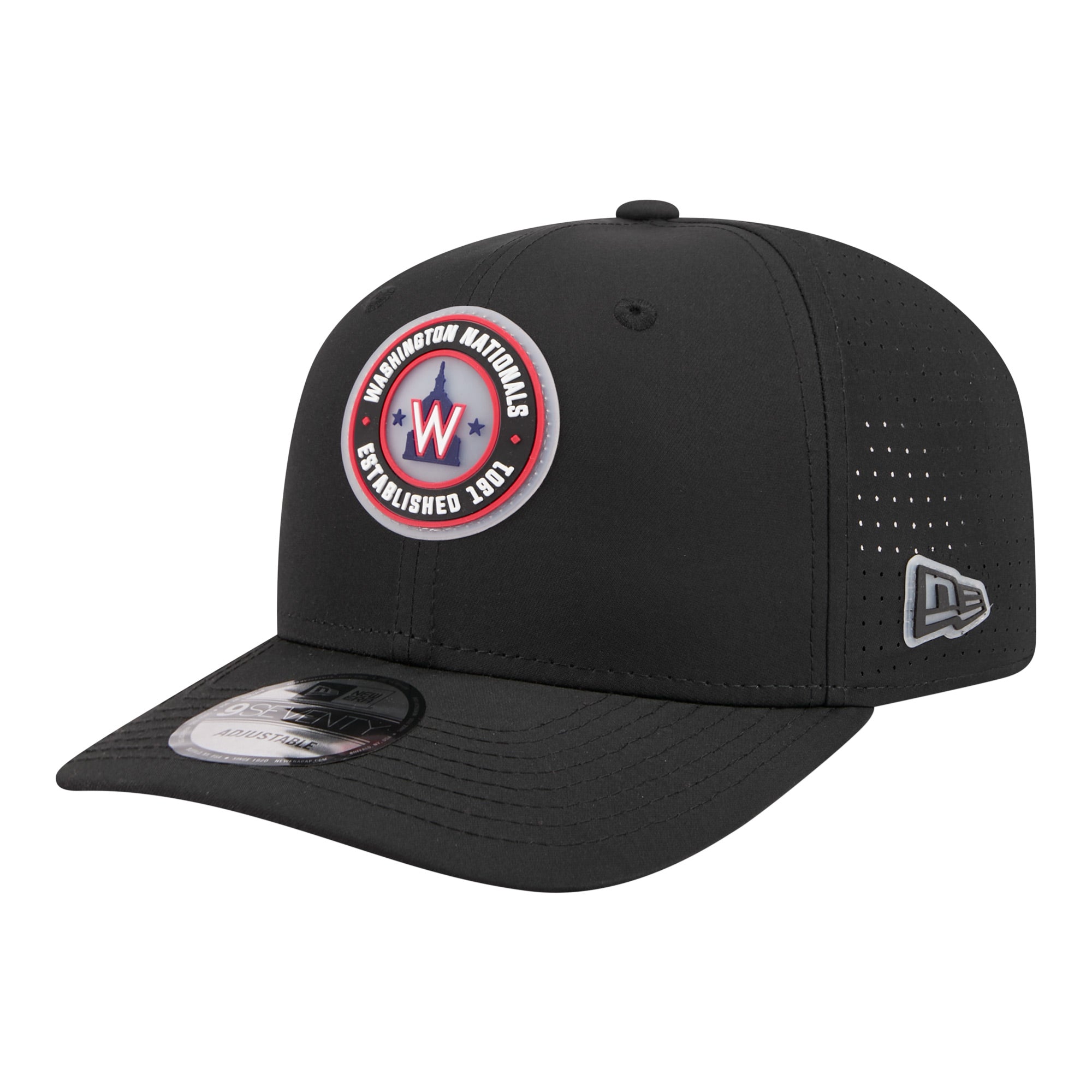 Men's New Era  Black Washington Nationals Circle 9SEVENTY Adjustable Hat