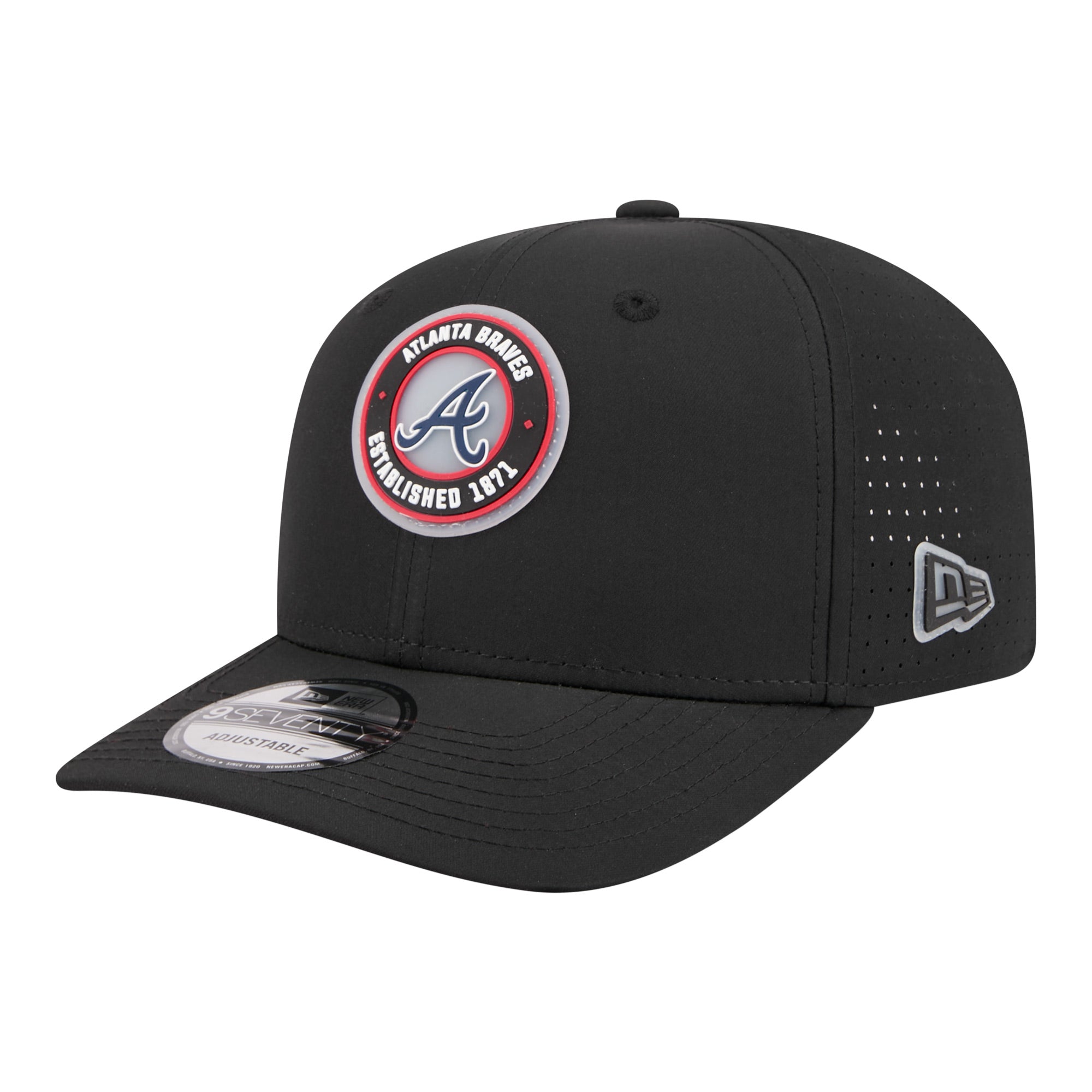 Men's New Era  Black Atlanta Braves Circle 9SEVENTY Adjustable Hat