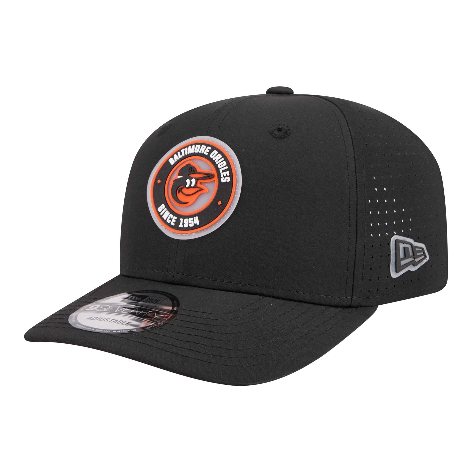 Men's New Era  Black Baltimore Orioles Circle 9SEVENTY Adjustable Hat