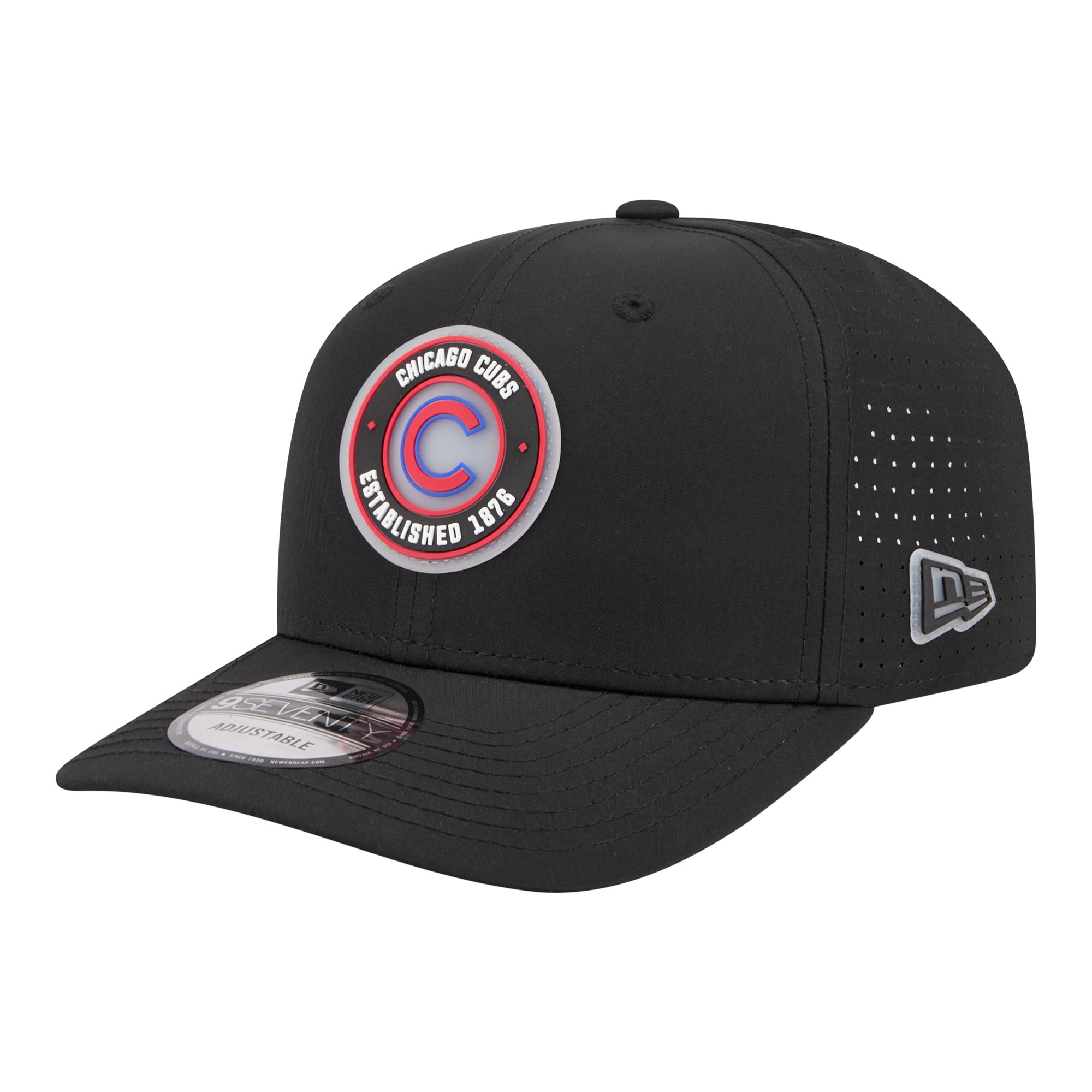 Men's New Era  Black Chicago Cubs Circle 9SEVENTY Adjustable Hat