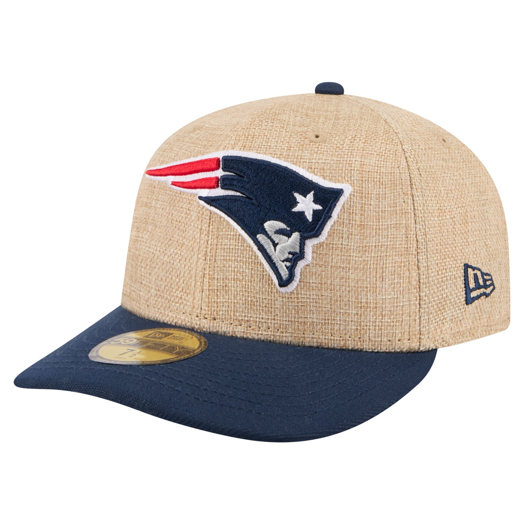 Men's New Era  Natural/Navy New England Patriots Pre-Curved Twine 59FIFTY Fitted Hat