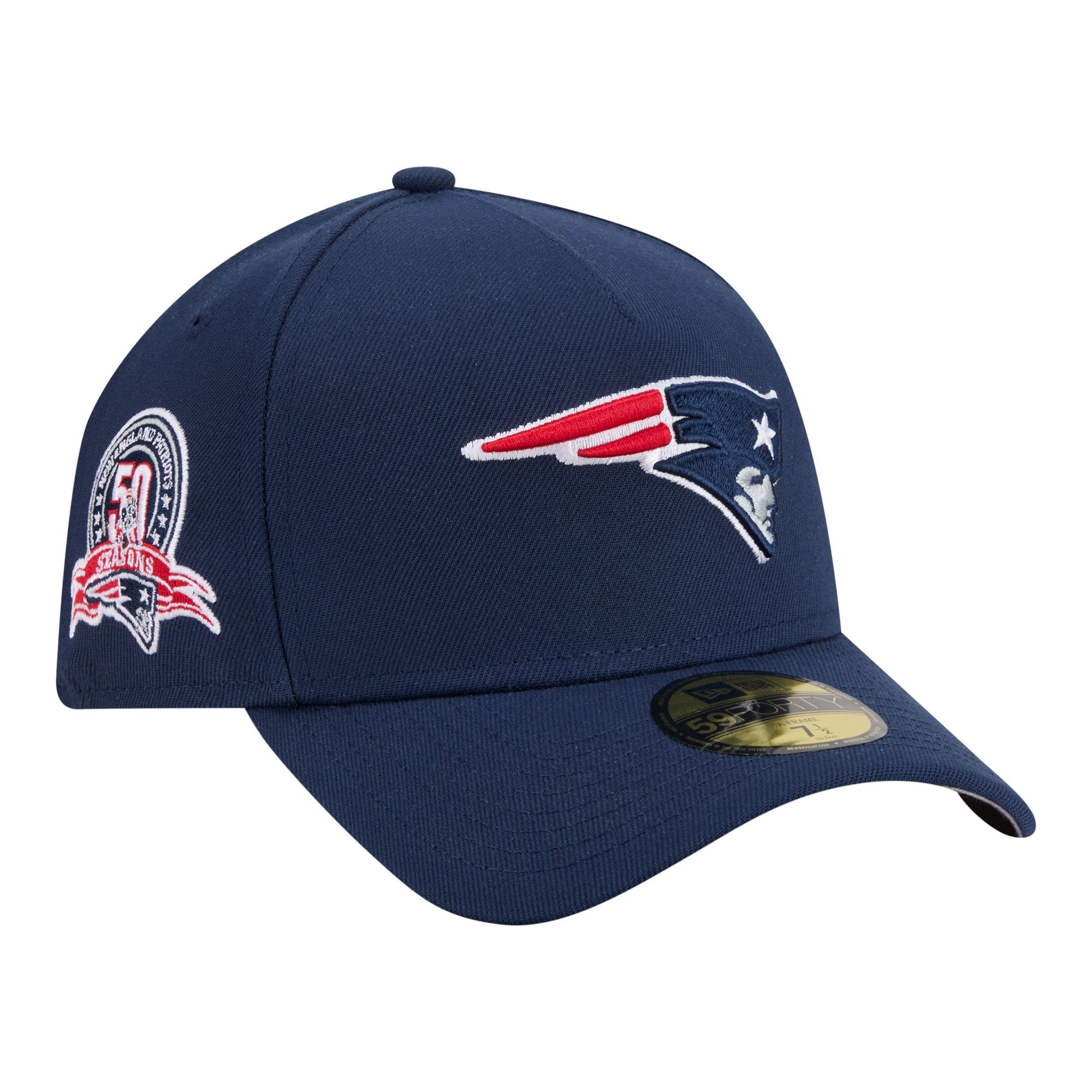 Men's New Era  Navy New England Patriots A-Frame 59FORTY Fitted Hat