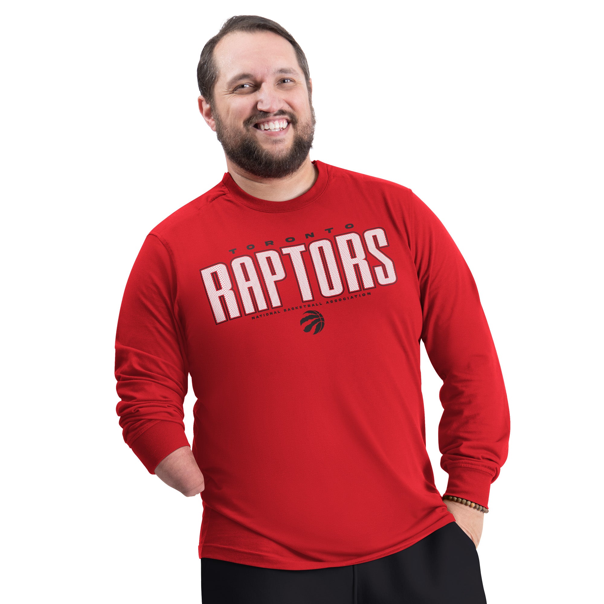 Men's G-III Sports by Carl Banks Red Toronto Raptors Adaptive Printed Mesh Effect Long Sleeve T-Shirt