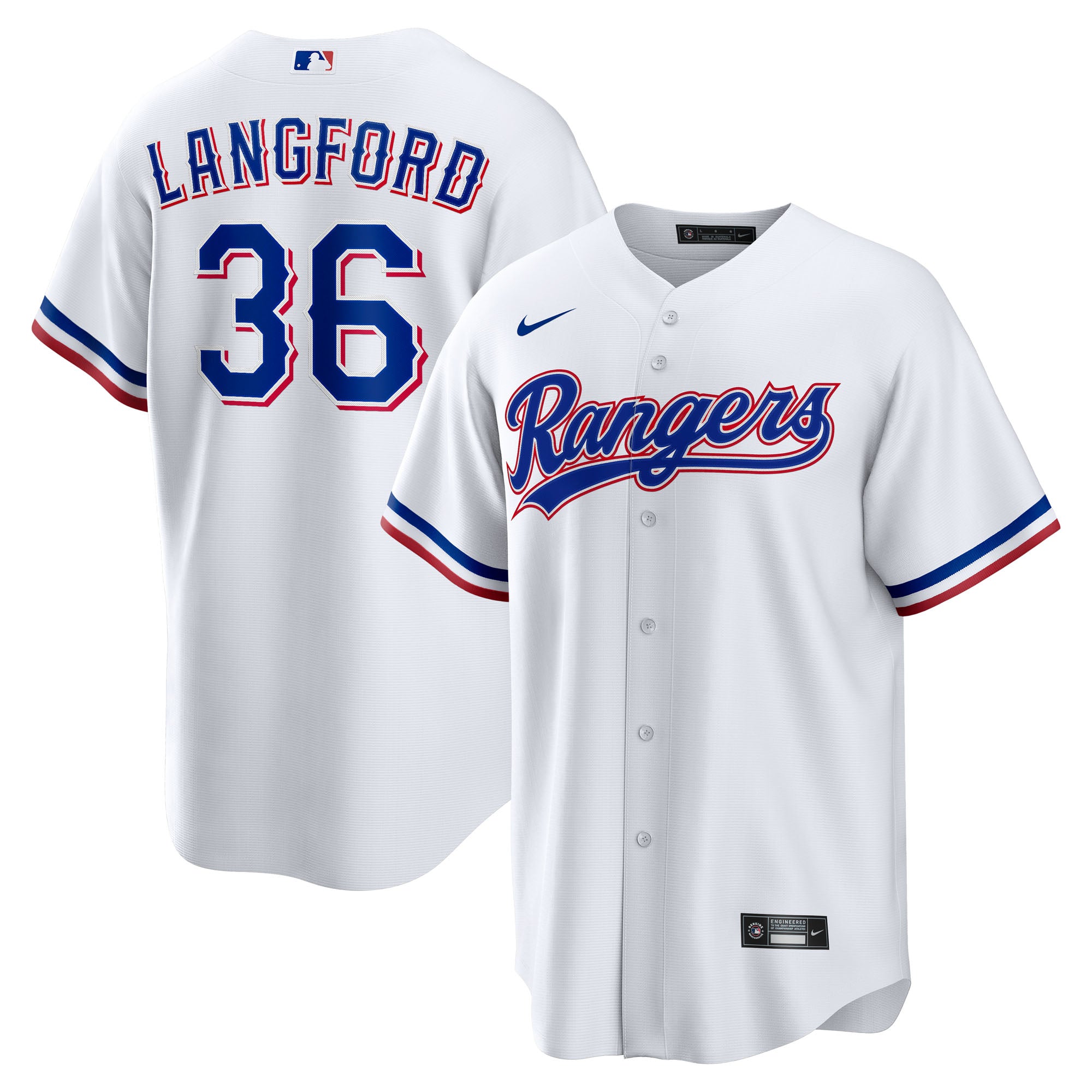 Youth Nike Wyatt Langford White Texas Rangers Home Replica Jersey