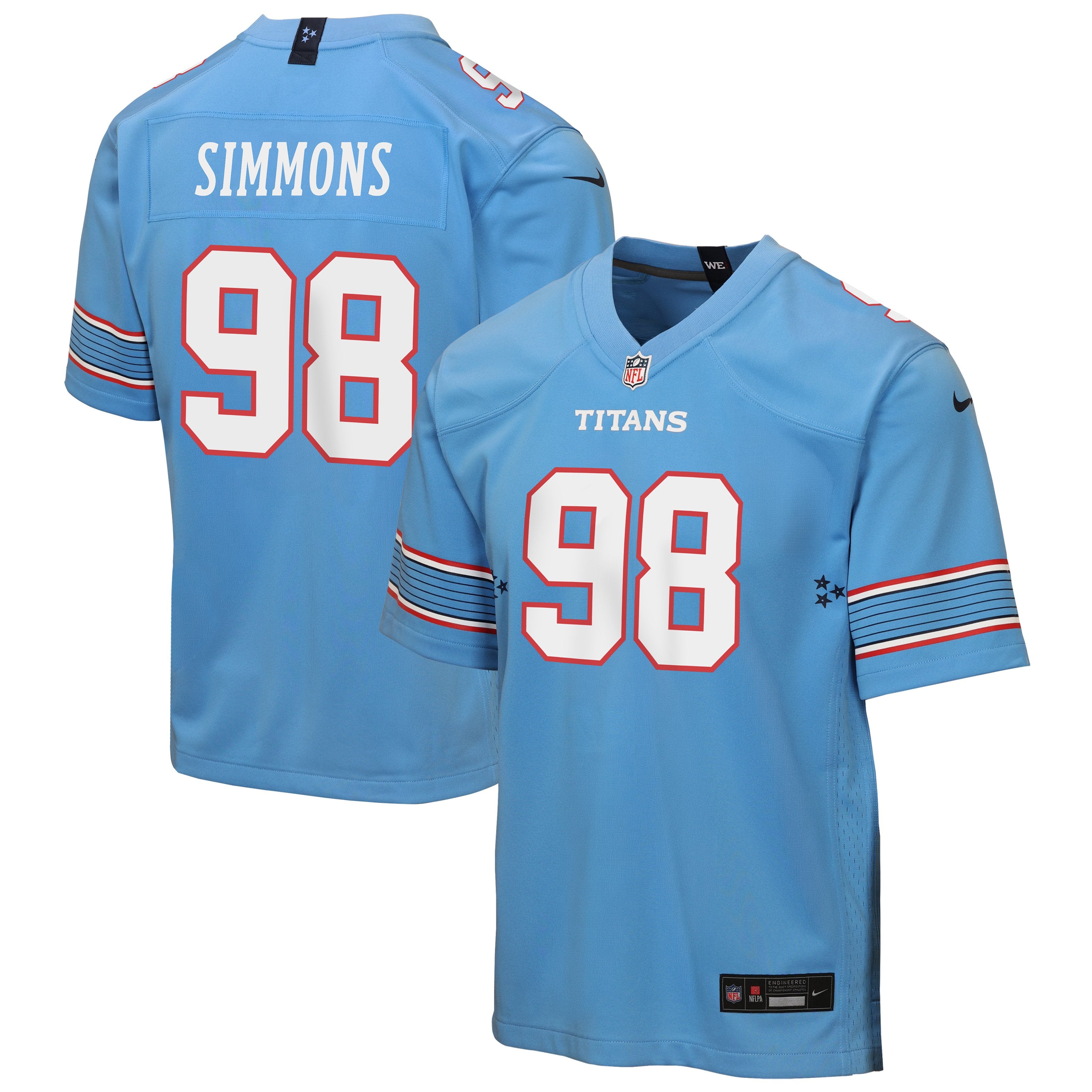 Youth Nike Jeffery Simmons Light Blue Tennessee Titans Game Jersey