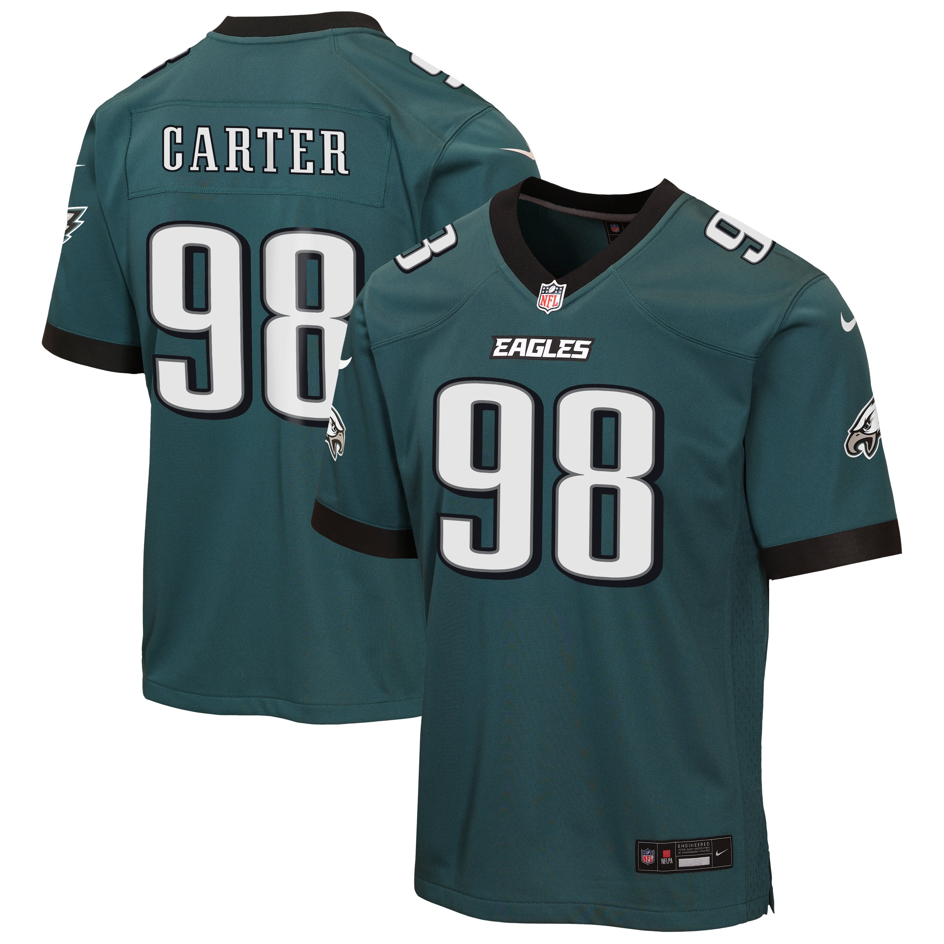 Youth Nike Jalen Carter Midnight Green Philadelphia Eagles Team Game Jersey