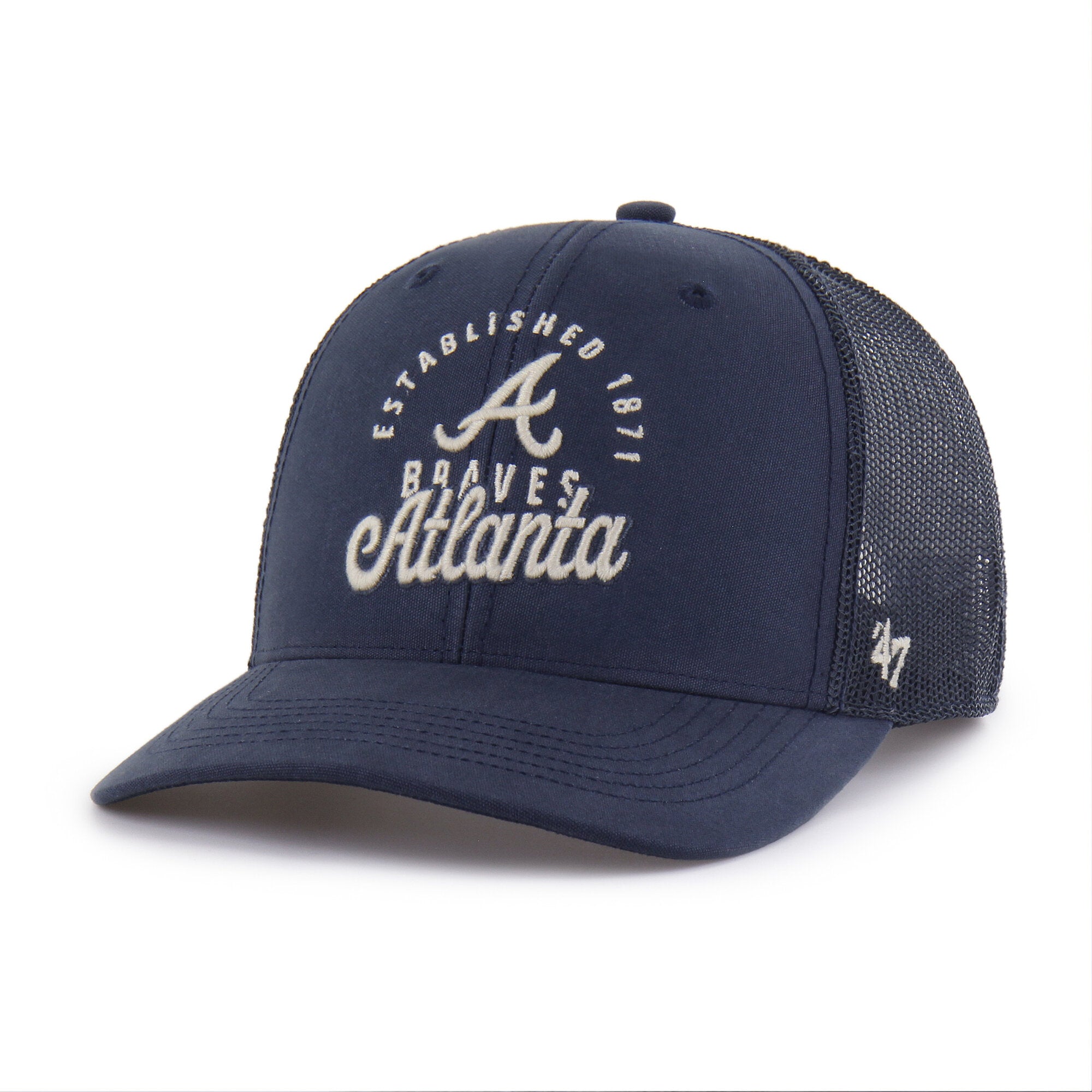 Men's '47 Navy Atlanta Braves Pitstop Trucker Adjustable Hat