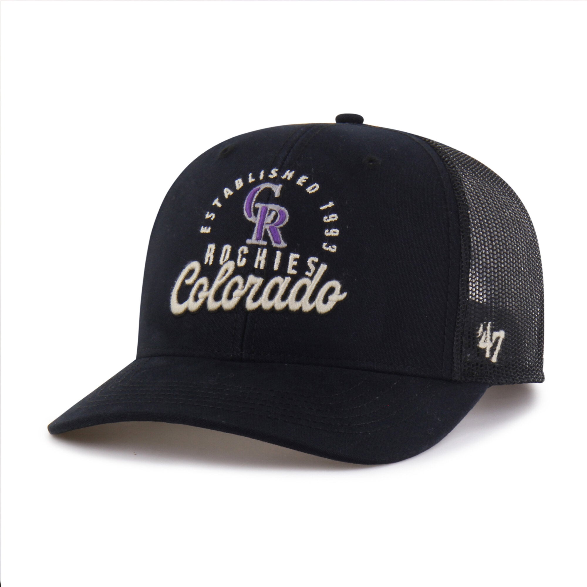 Men's '47 Black Colorado Rockies Pitstop Trucker Adjustable Hat
