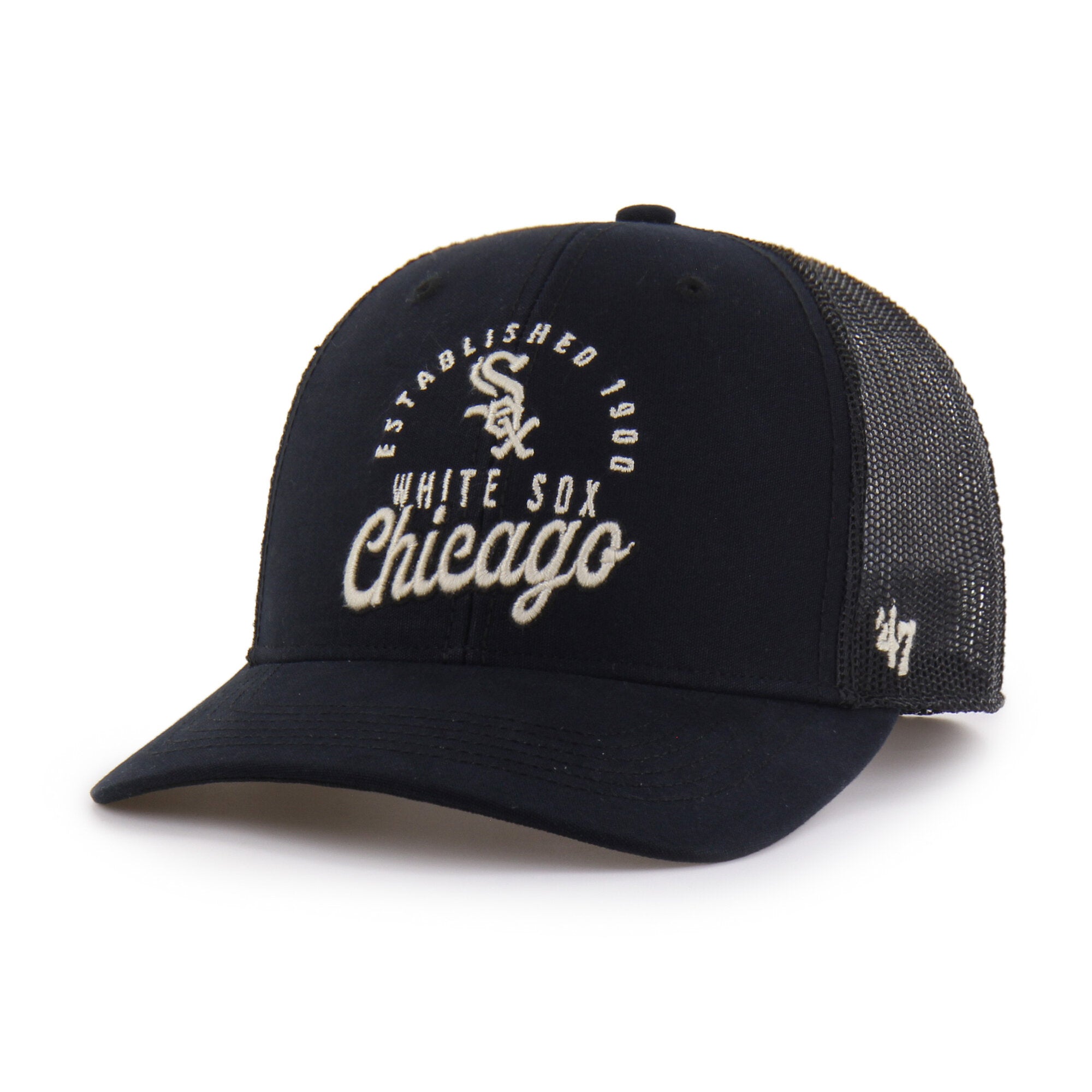Men's '47 Black Chicago White Sox Pitstop Trucker Adjustable Hat