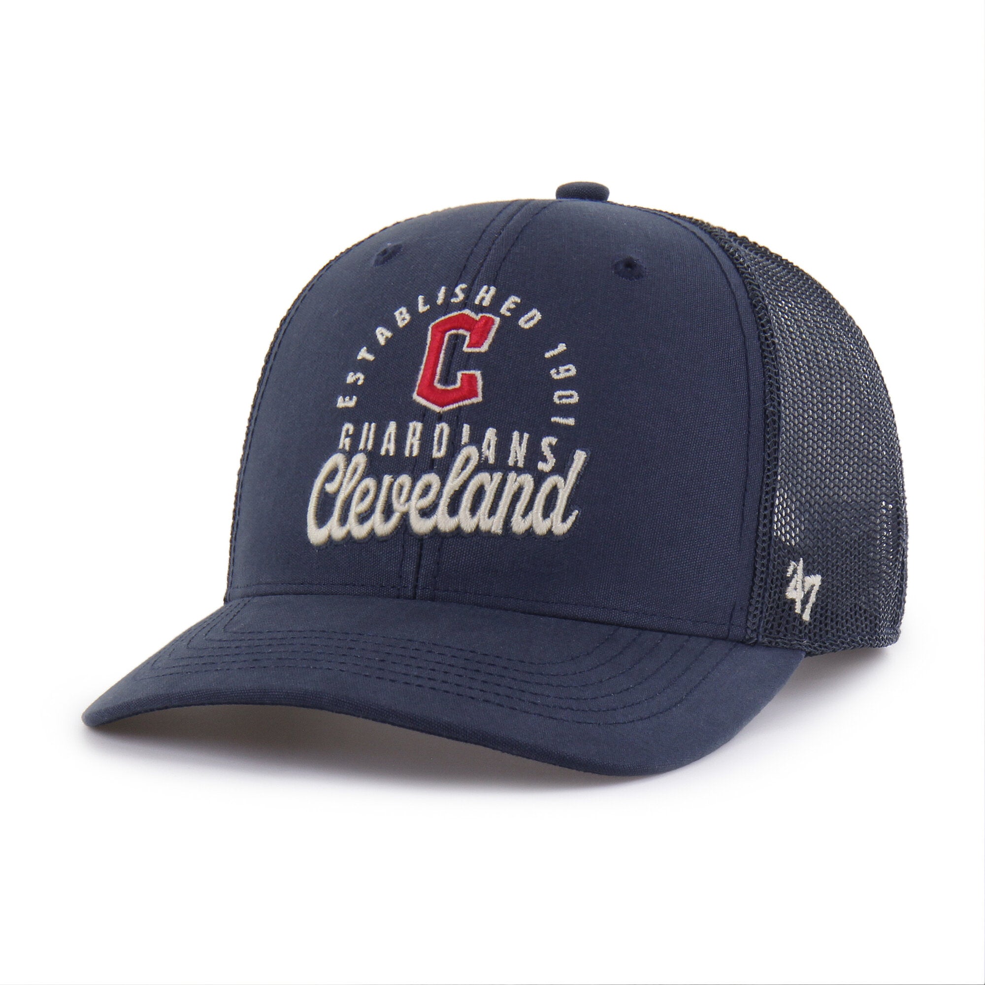 Men's '47 Navy Cleveland Guardians Pitstop Trucker Adjustable Hat