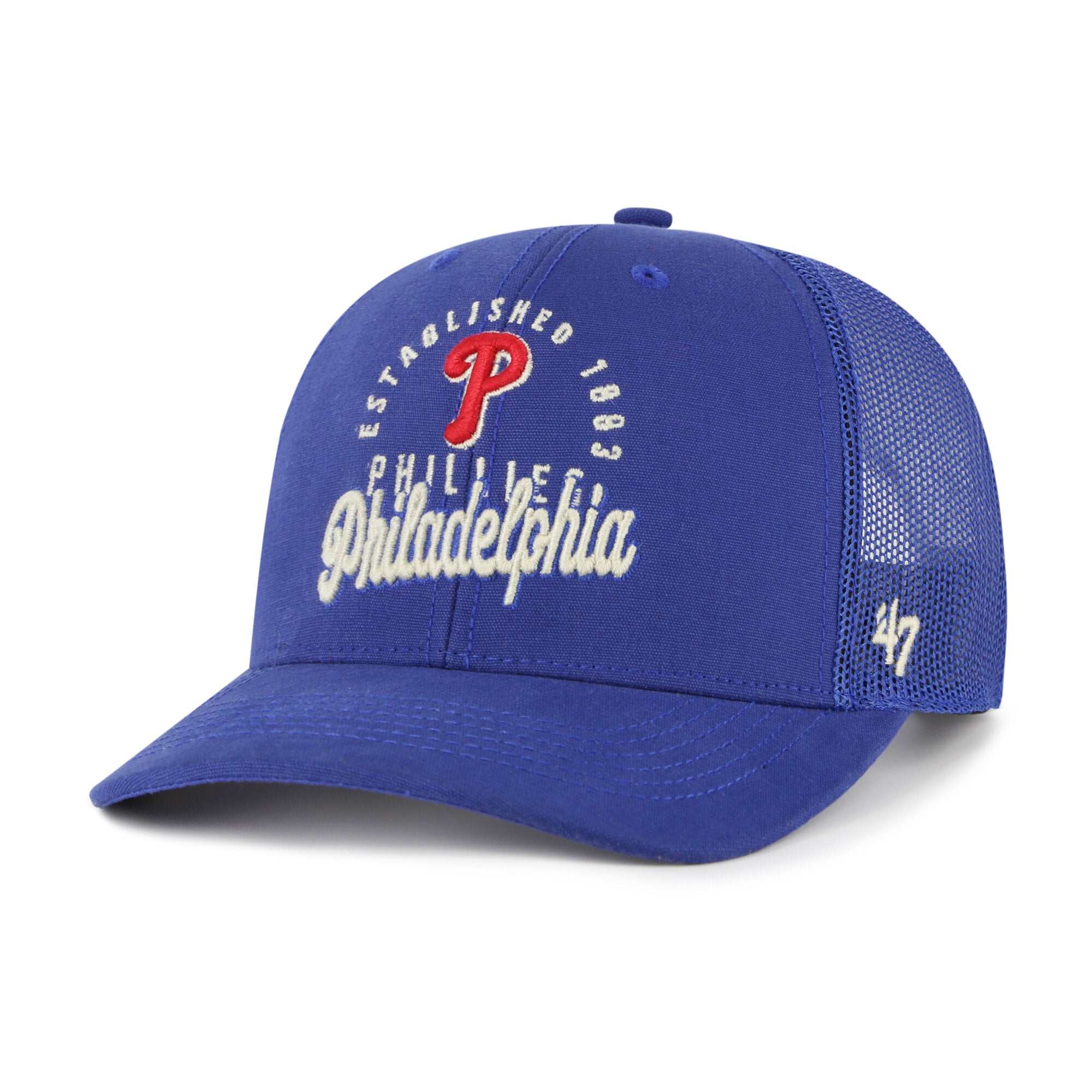 Men's '47 Royal Philadelphia Phillies Pitstop Trucker Adjustable Hat