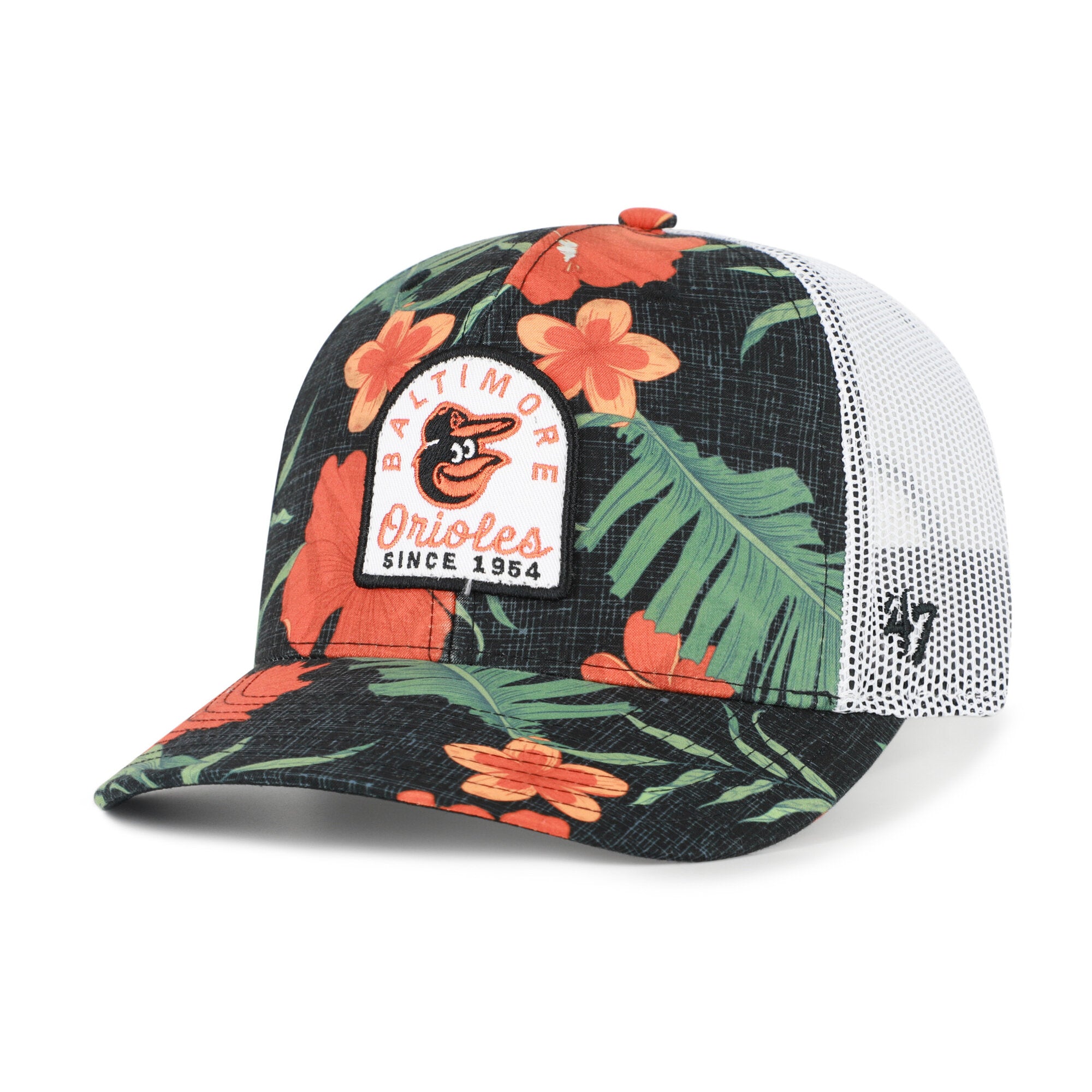 Men's '47  Black Baltimore Orioles Tei Beachside Adjustable Trucker Hat