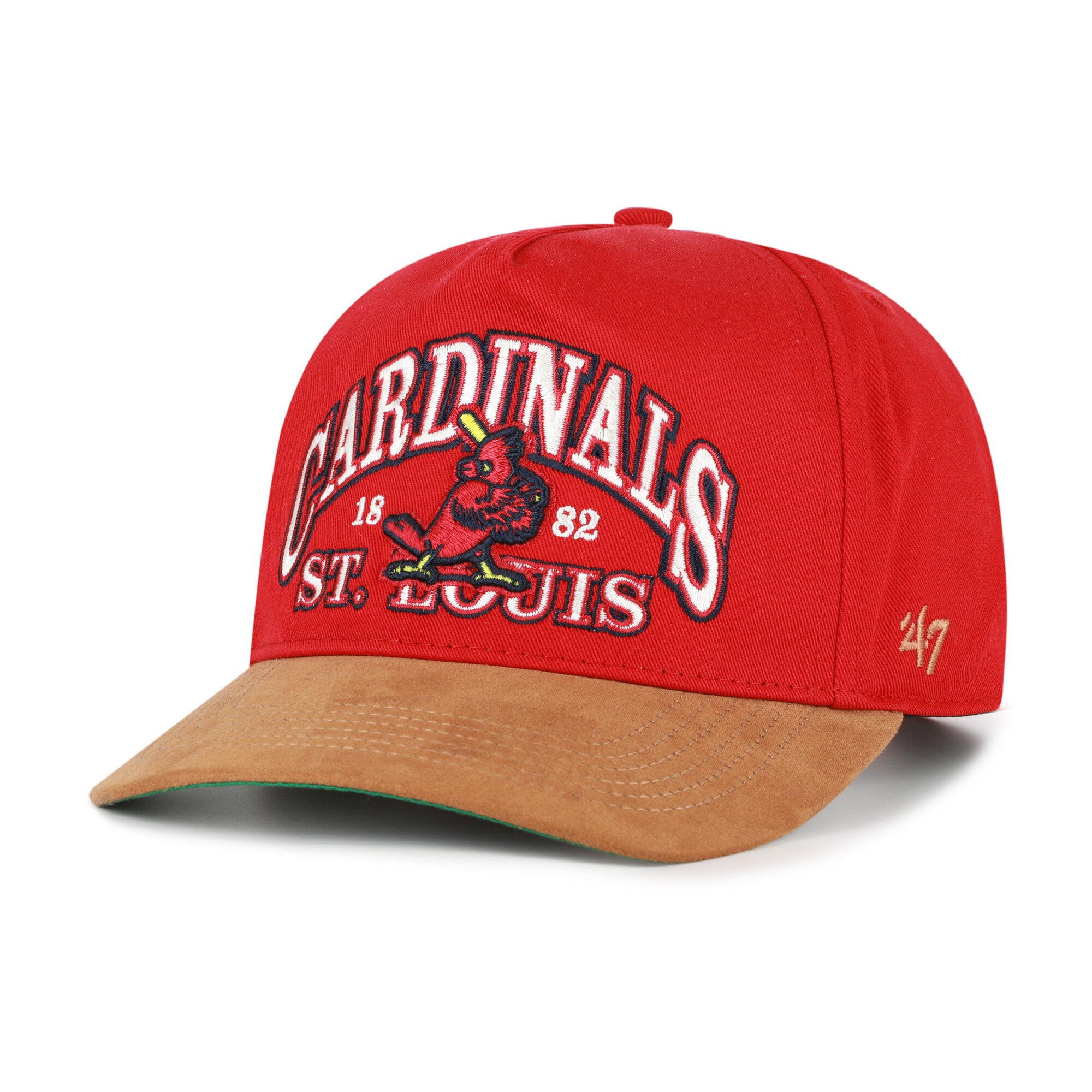 Men's '47 Red/Brown St. Louis Cardinals Cooperstown Break Wood Suede Hitch Adjustable Hat