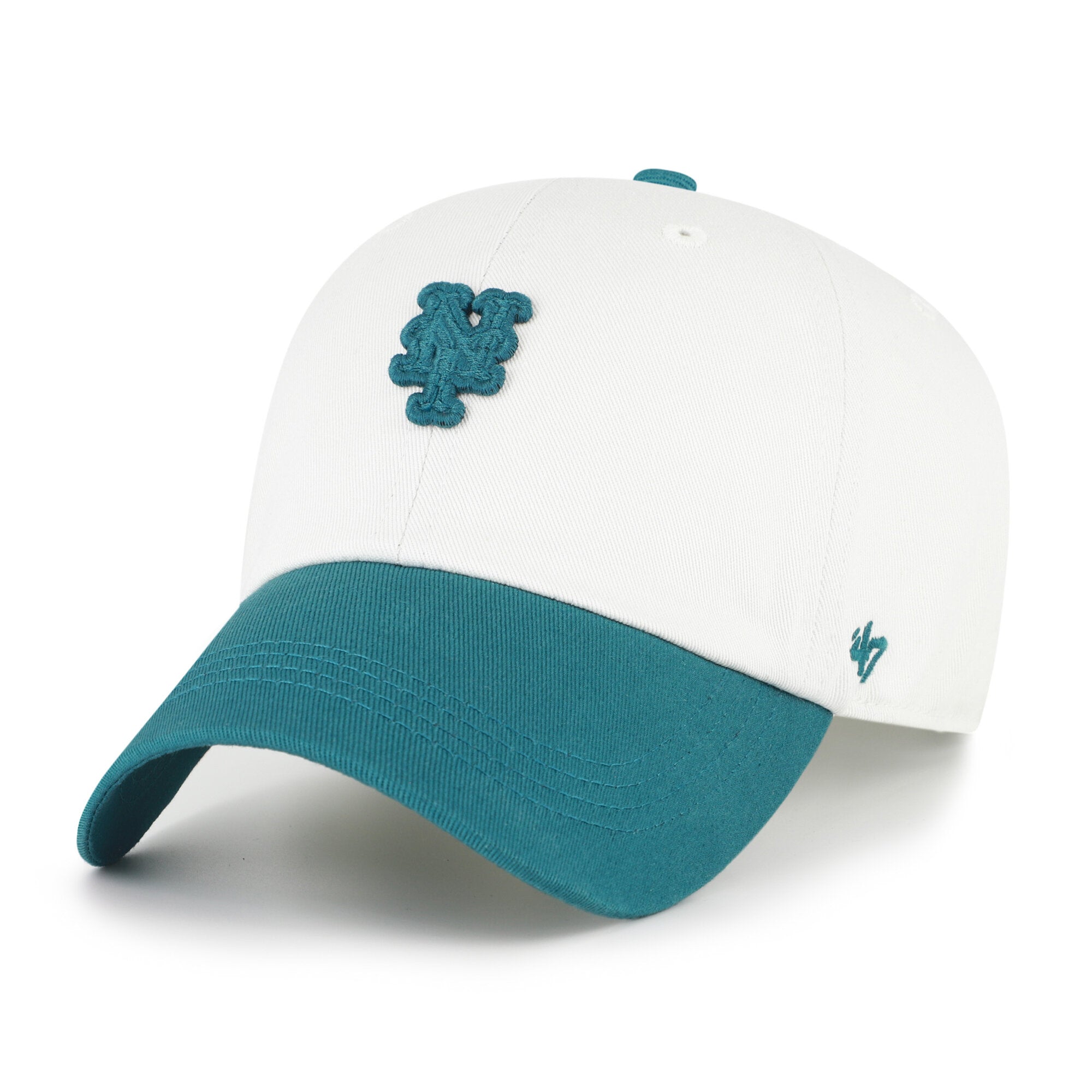 Men's '47 White/Teal New York Mets Contemporary Tonal Clean Up Adjustable Hat