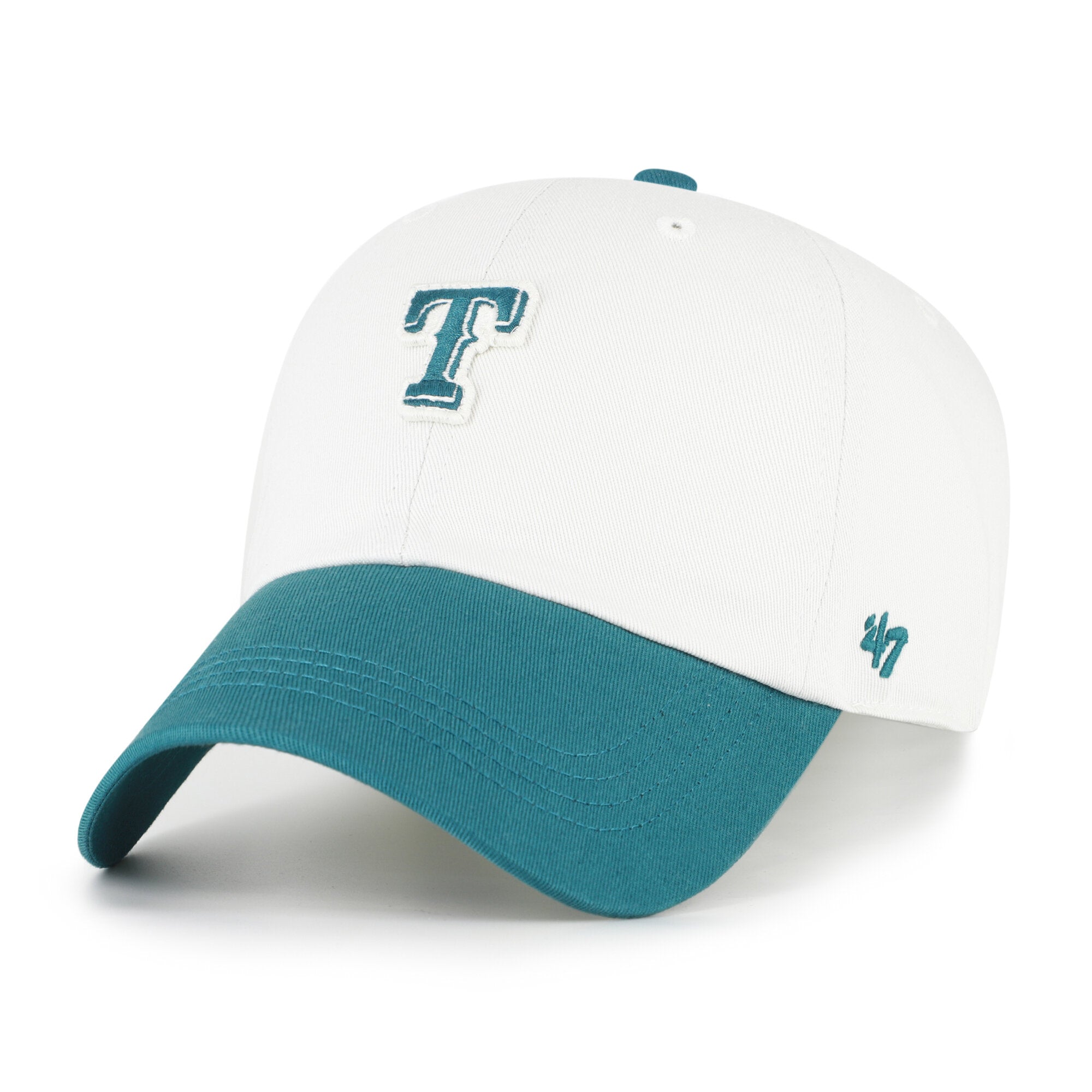 Men's '47 White/Teal Texas Rangers Contemporary Tonal Clean Up Adjustable Hat