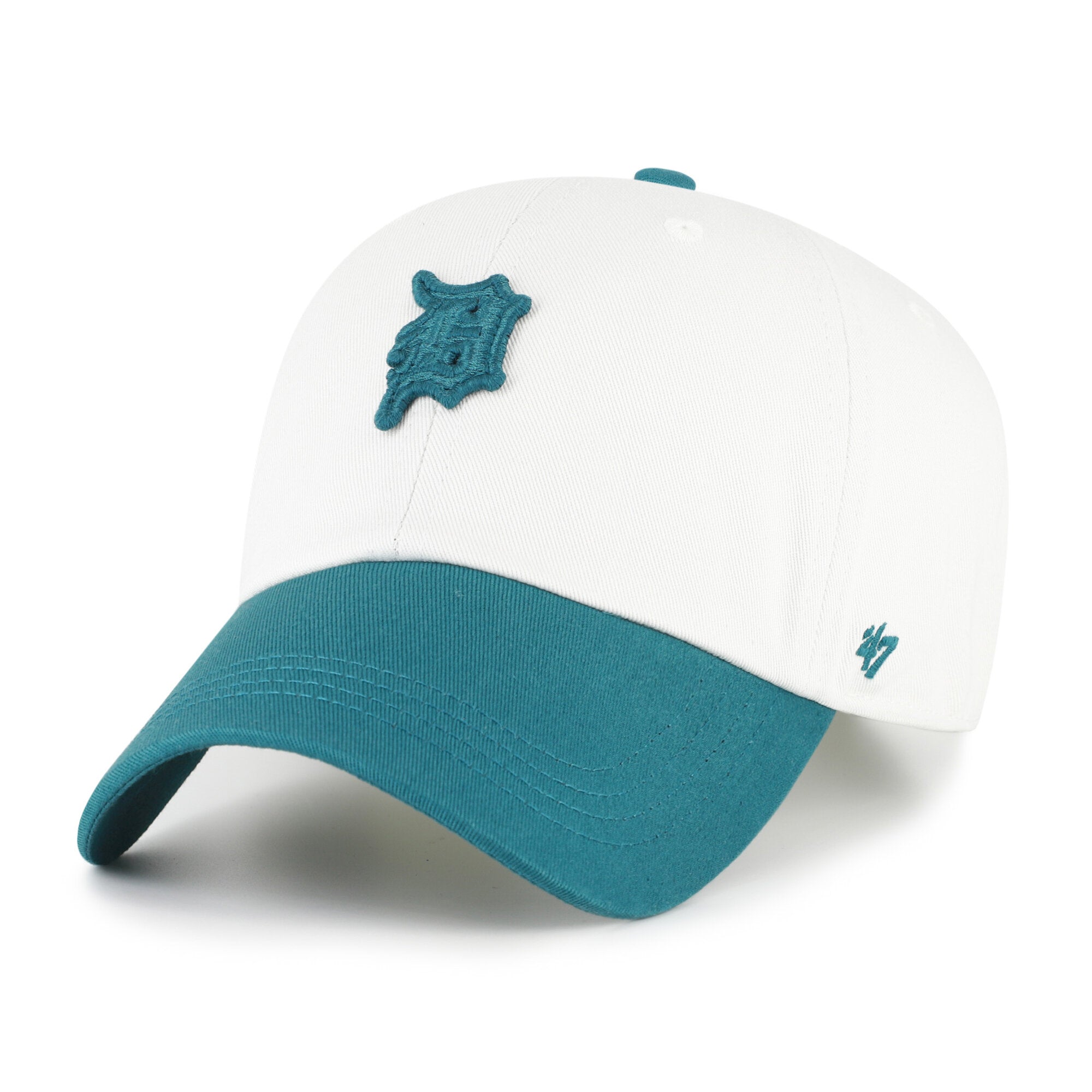 Men's '47 White/Teal Detroit Tigers Contemporary Tonal Clean Up Adjustable Hat