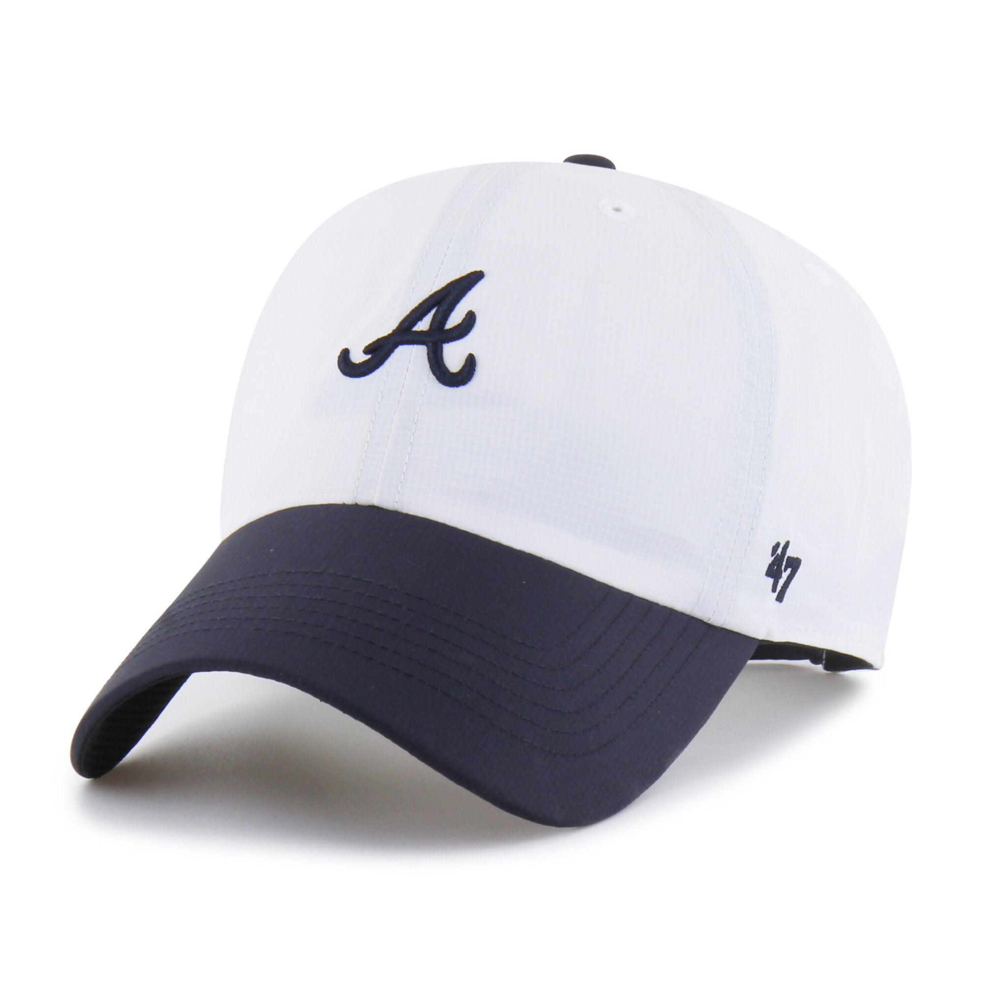 Men's '47 White/Navy Atlanta Braves Vista Mini Clean Up brrr° Adjustable Hat