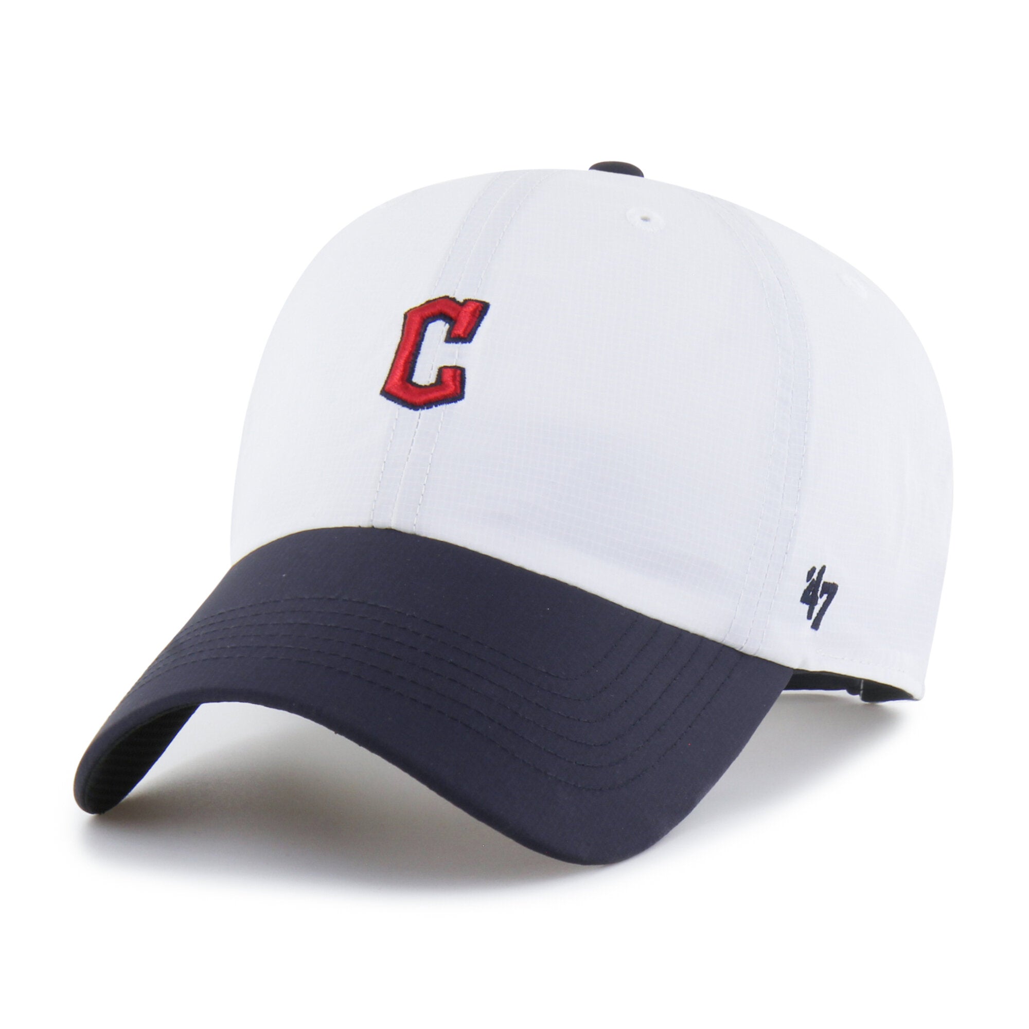 Men's '47 White/Navy Cleveland Guardians Vista Mini Clean Up brrr° Adjustable Hat