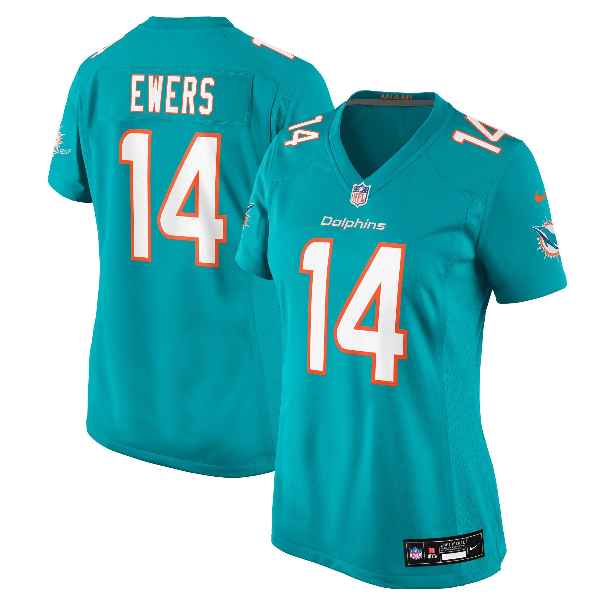 Women's Nike Quinn Ewers  Aqua Miami Dolphins Team Game Jersey