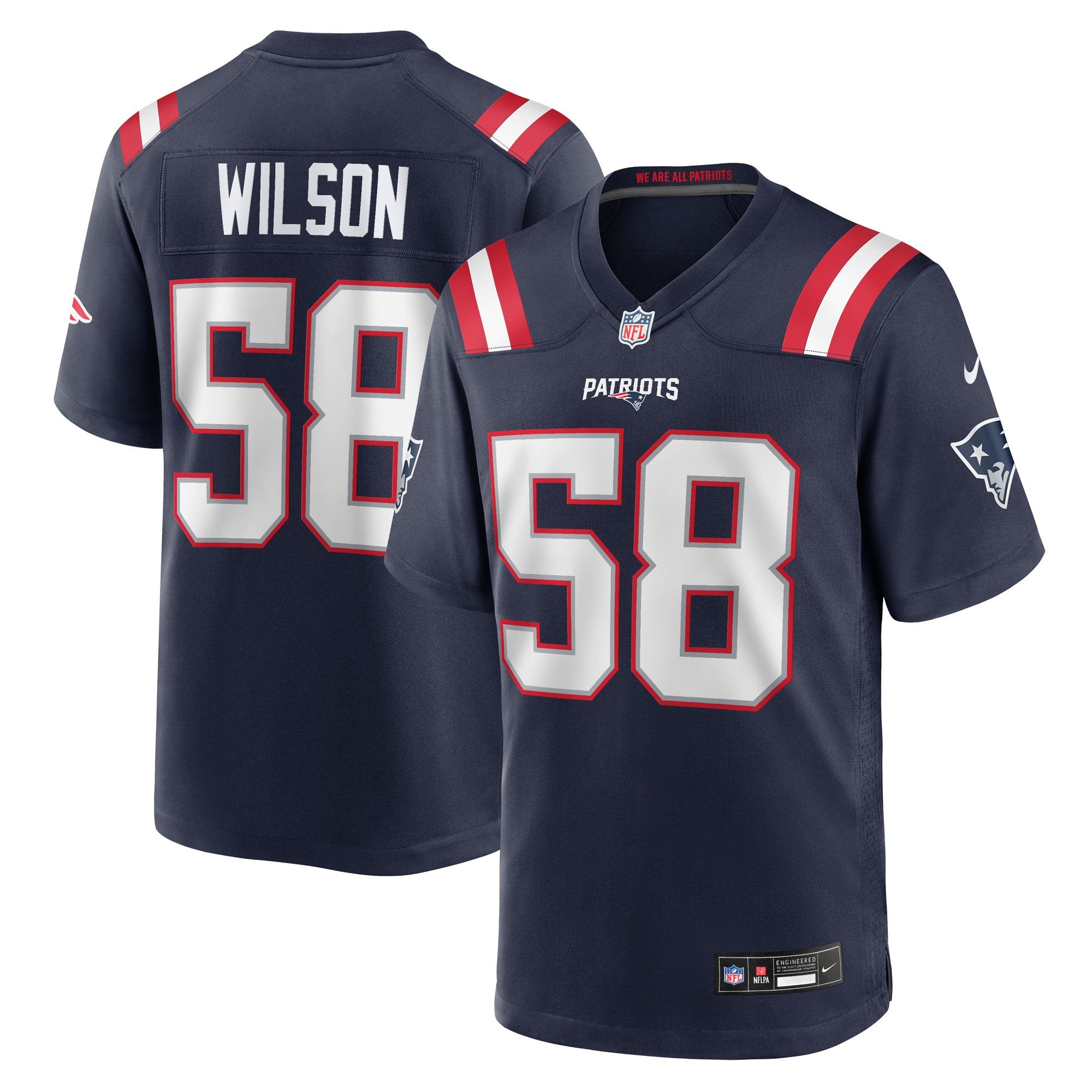 Men's Nike Jared Wilson  Navy New England Patriots Team Game Jersey