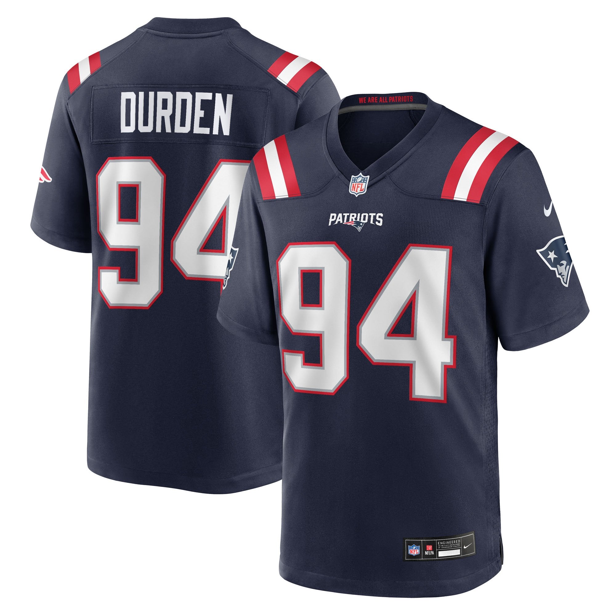 Men's Nike Cory Durden  Navy New England Patriots Team Game Jersey