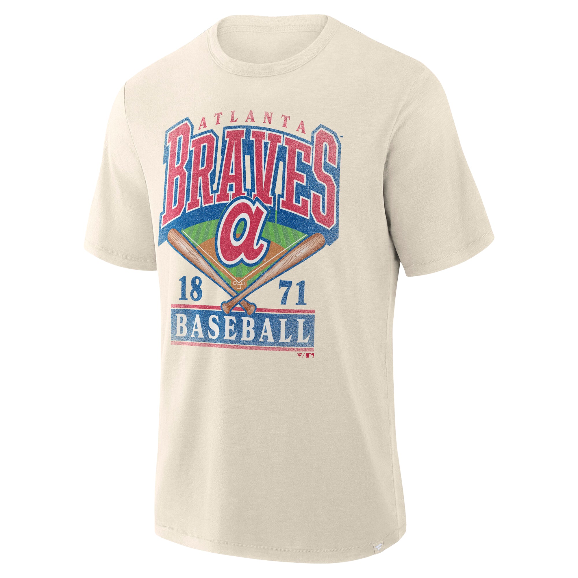 Men's Profile Cream Atlanta Braves Big & Tall Screen Print T-Shirt