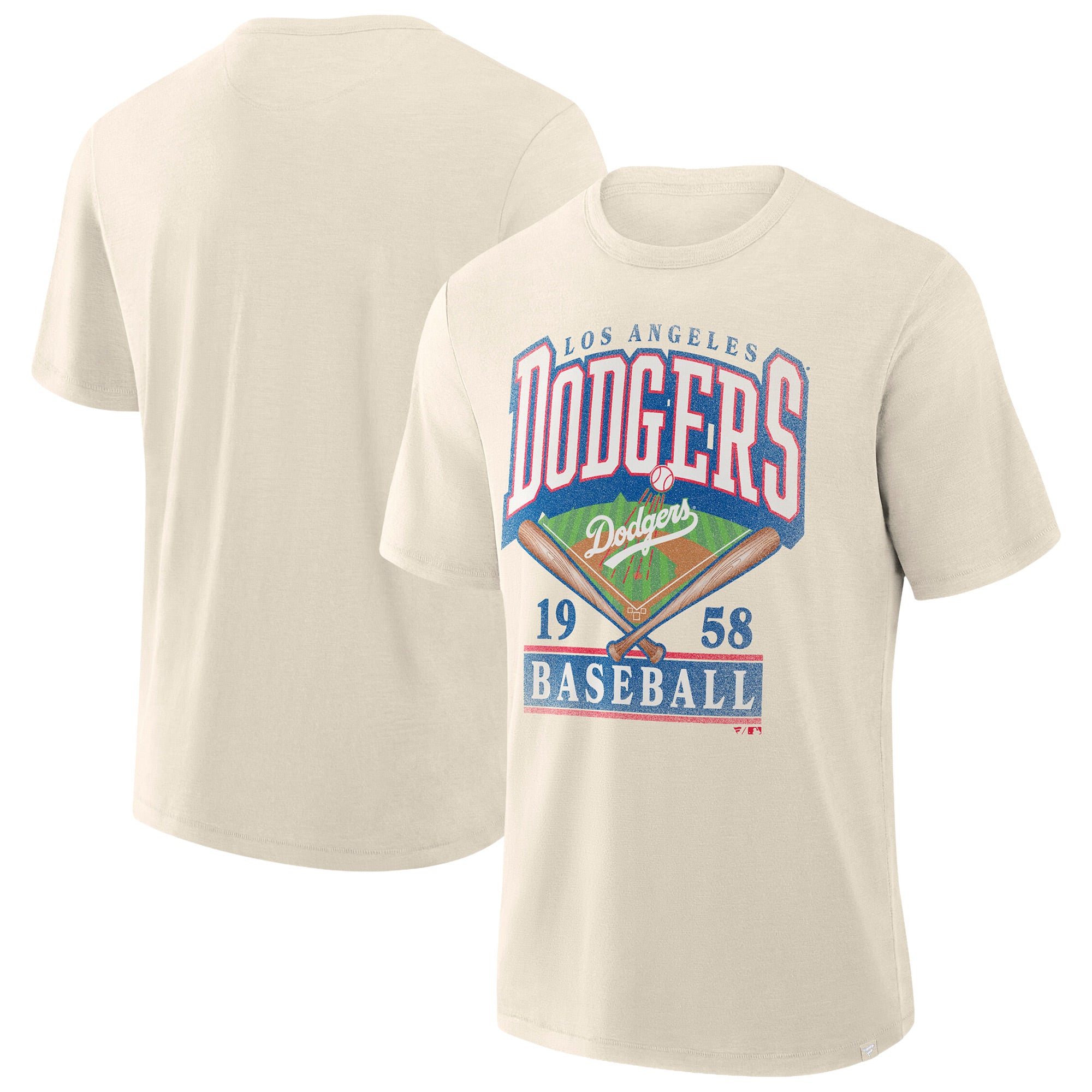 Men's Profile Cream Los Angeles Dodgers Big & Tall Screen Print T-Shirt