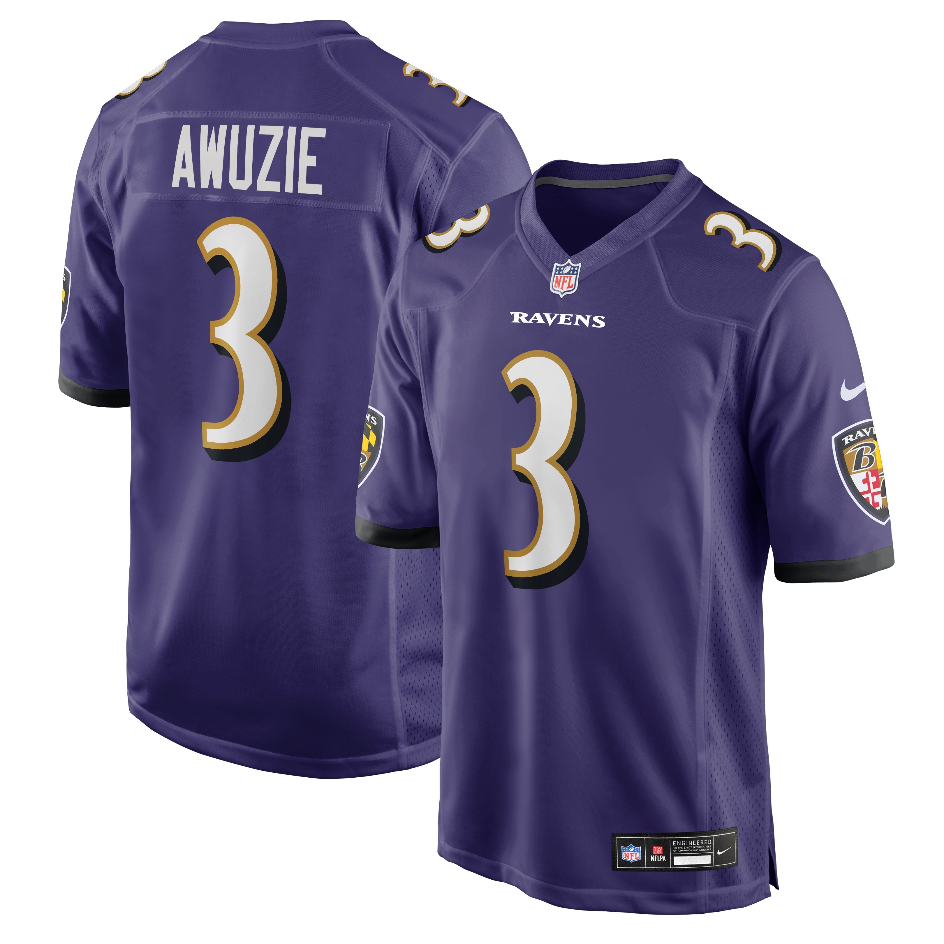 Men's Nike Chidobe Awuzie  Purple Baltimore Ravens Team Game Jersey