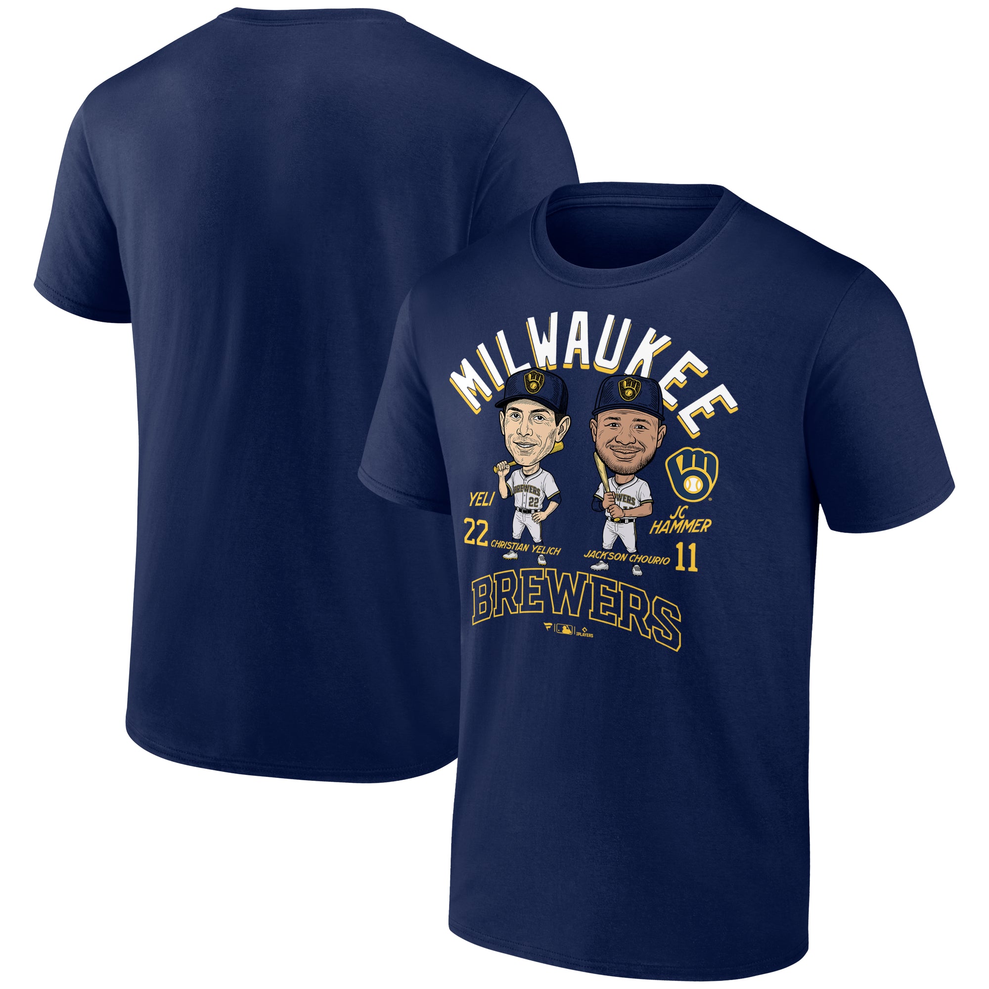 Men's Jackson Chourio & Christian Yelich Navy Milwaukee Brewers Player Duo T-Shirt