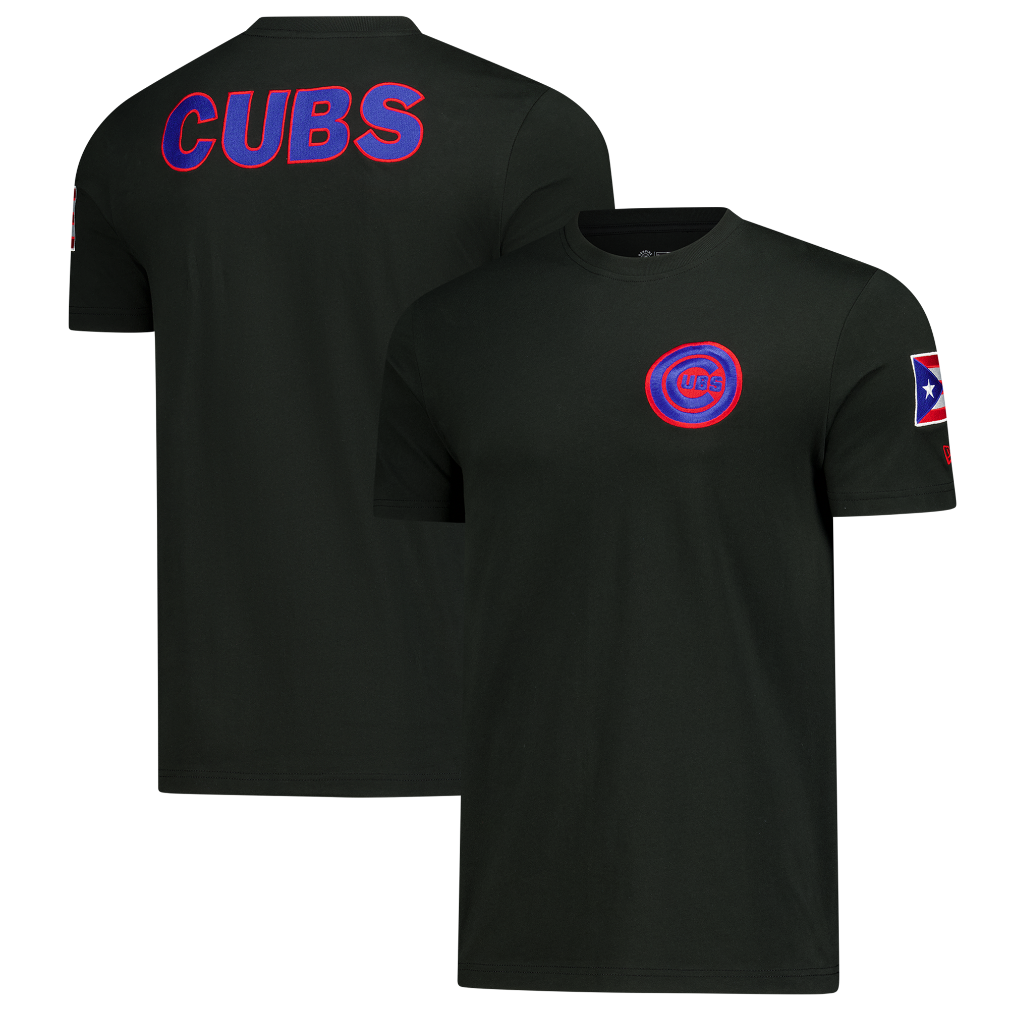 Men's New Era Black Chicago Cubs Puerto Rico Country Flag T-Shirt