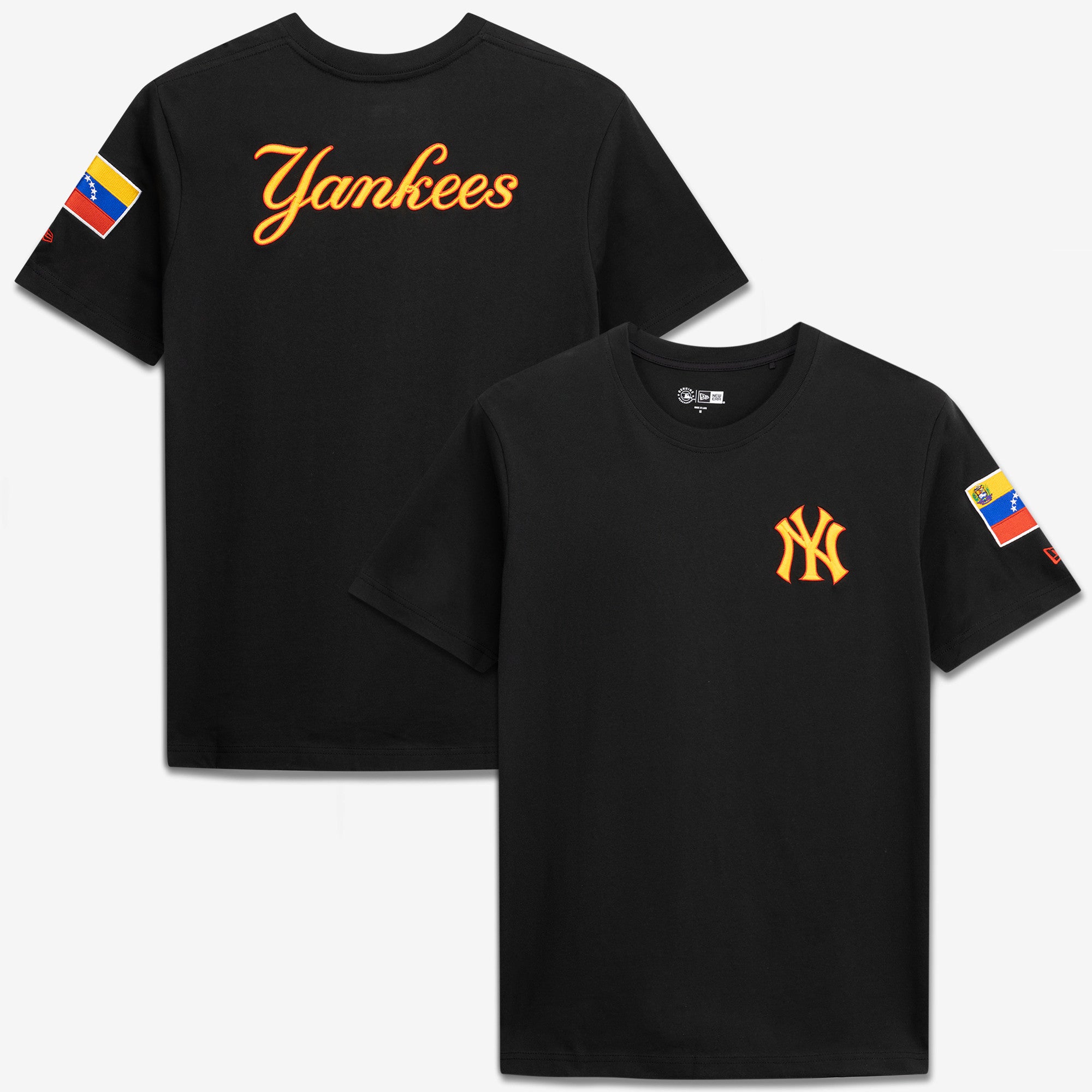 Men's New Era Black New York Yankees Venezuela Country Flag T-Shirt