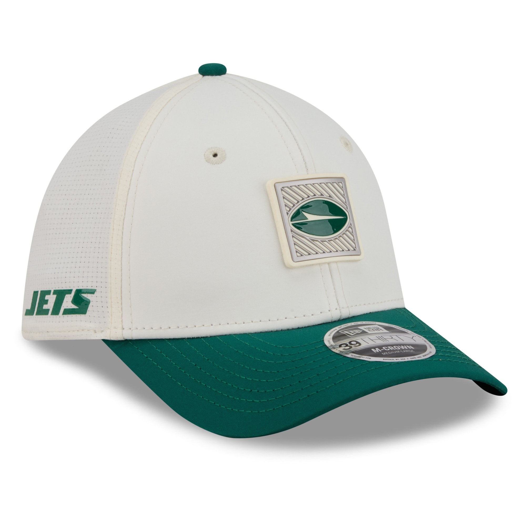 Men's New Era  Cream/Green New York Jets 2026 NFL Training Camp 39THIRTY Flex Hat