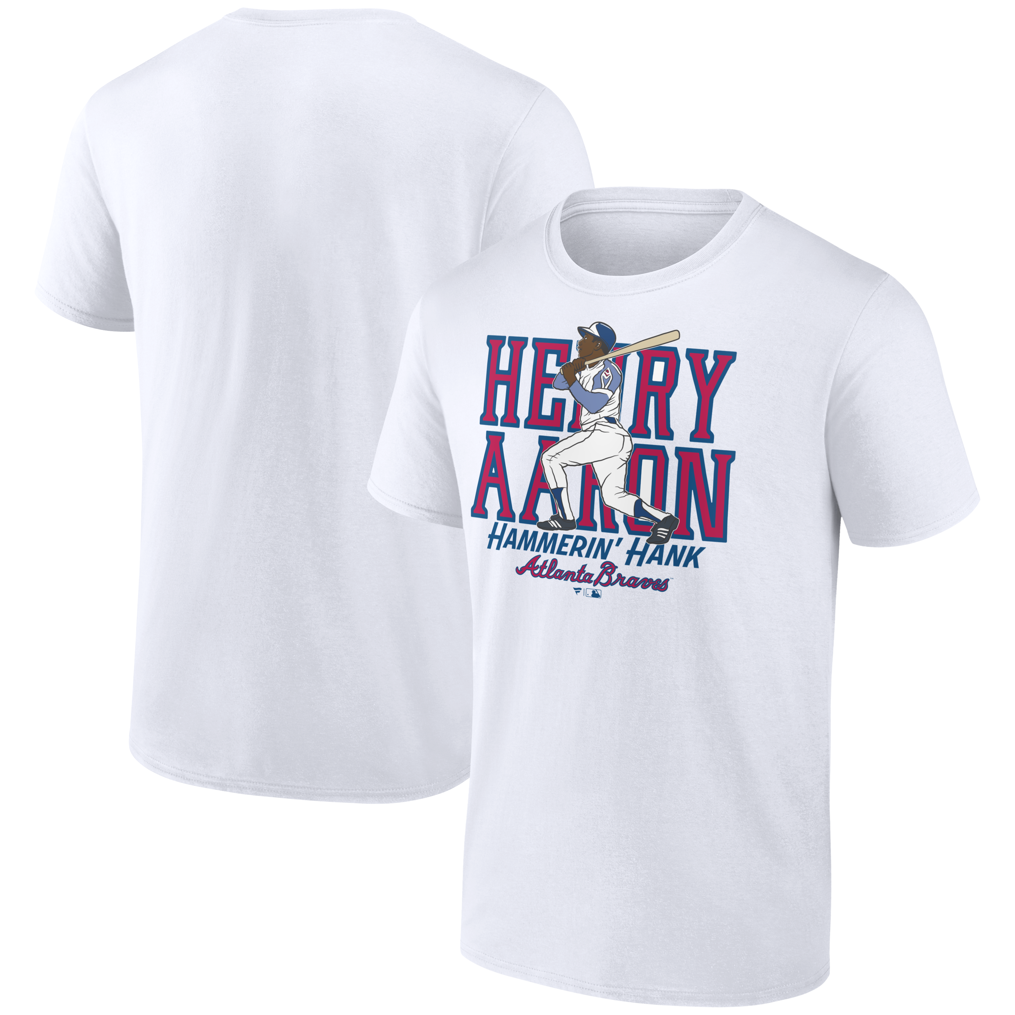 Men's Hank Aaron White Atlanta Braves Cooperstown Player T-Shirt