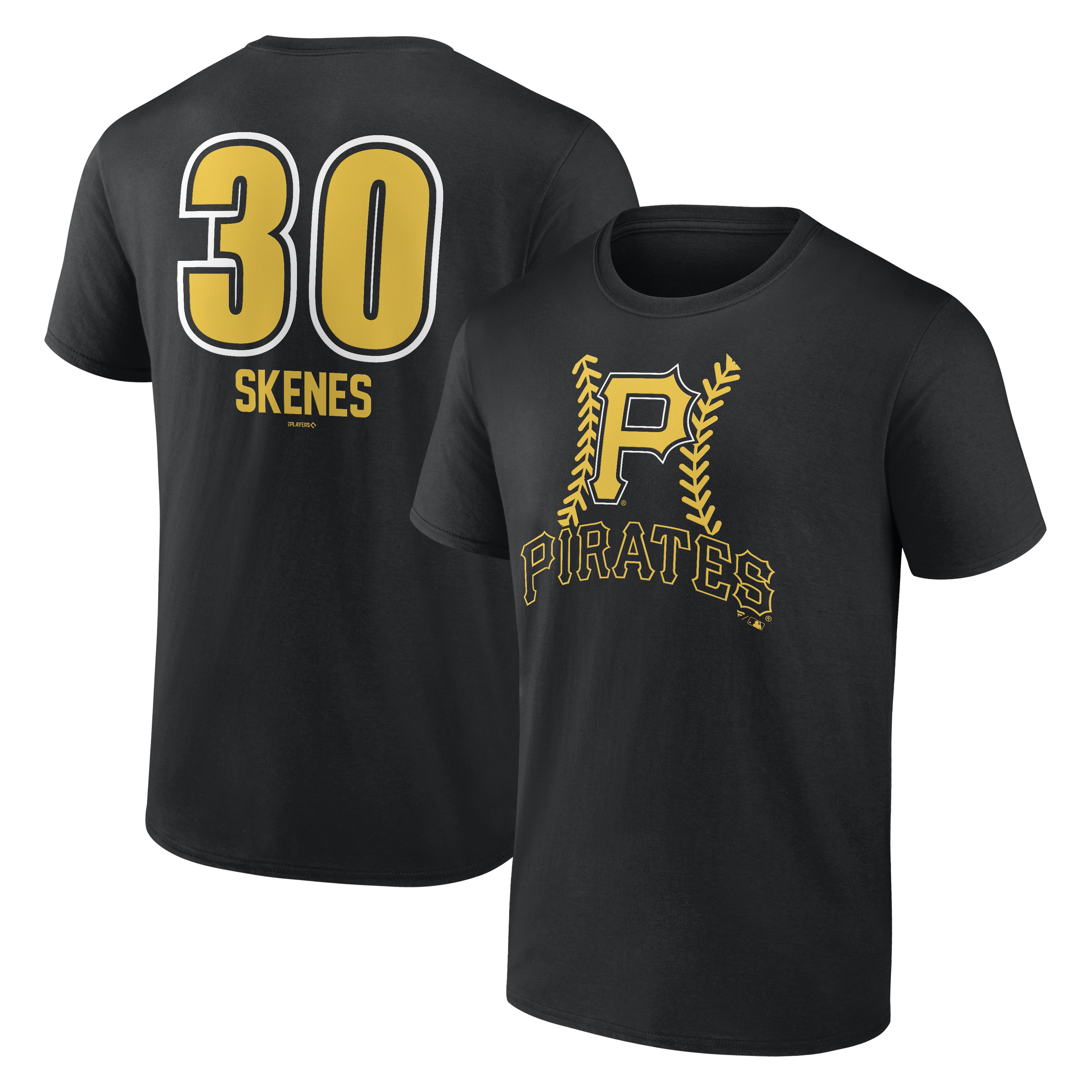 Men's Paul Skenes Black Pittsburgh Pirates Fastball Player Name & Number T-Shirt