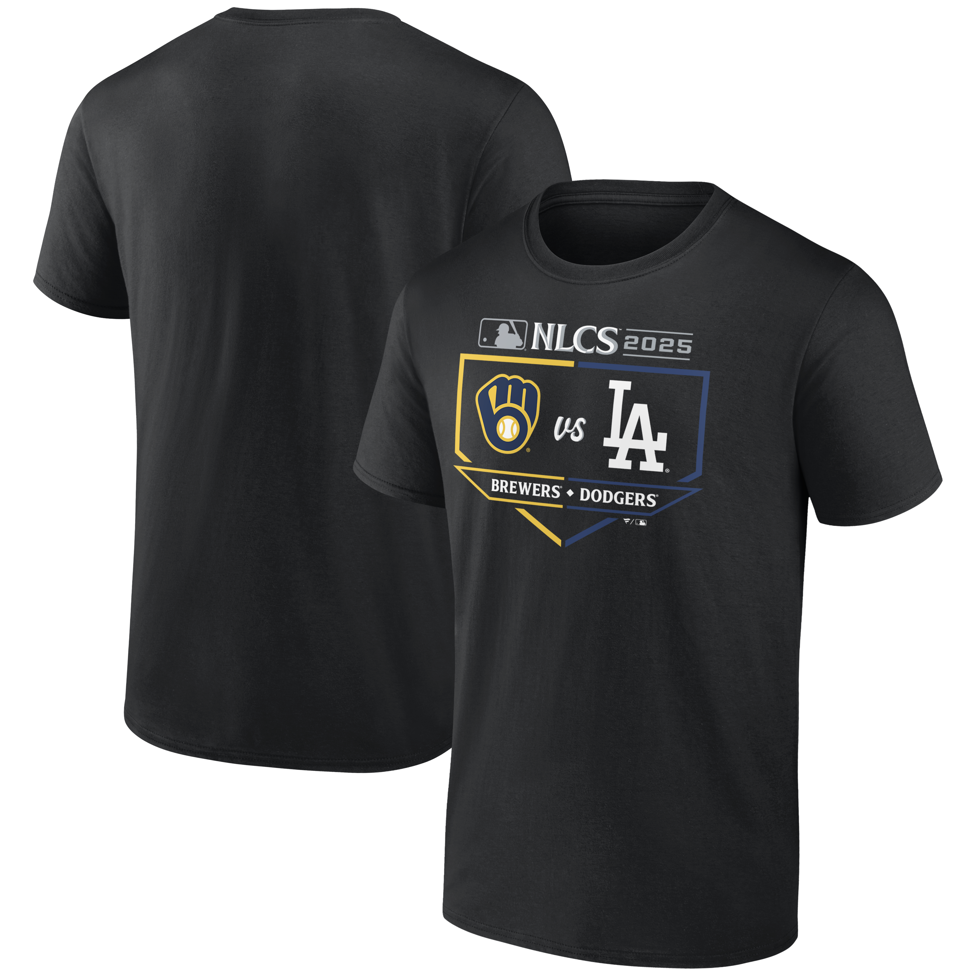Men's Black Milwaukee Brewers vs. Los Angeles Dodgers 2025 National League Championship Series Matchup Batter's Box T-Shirt