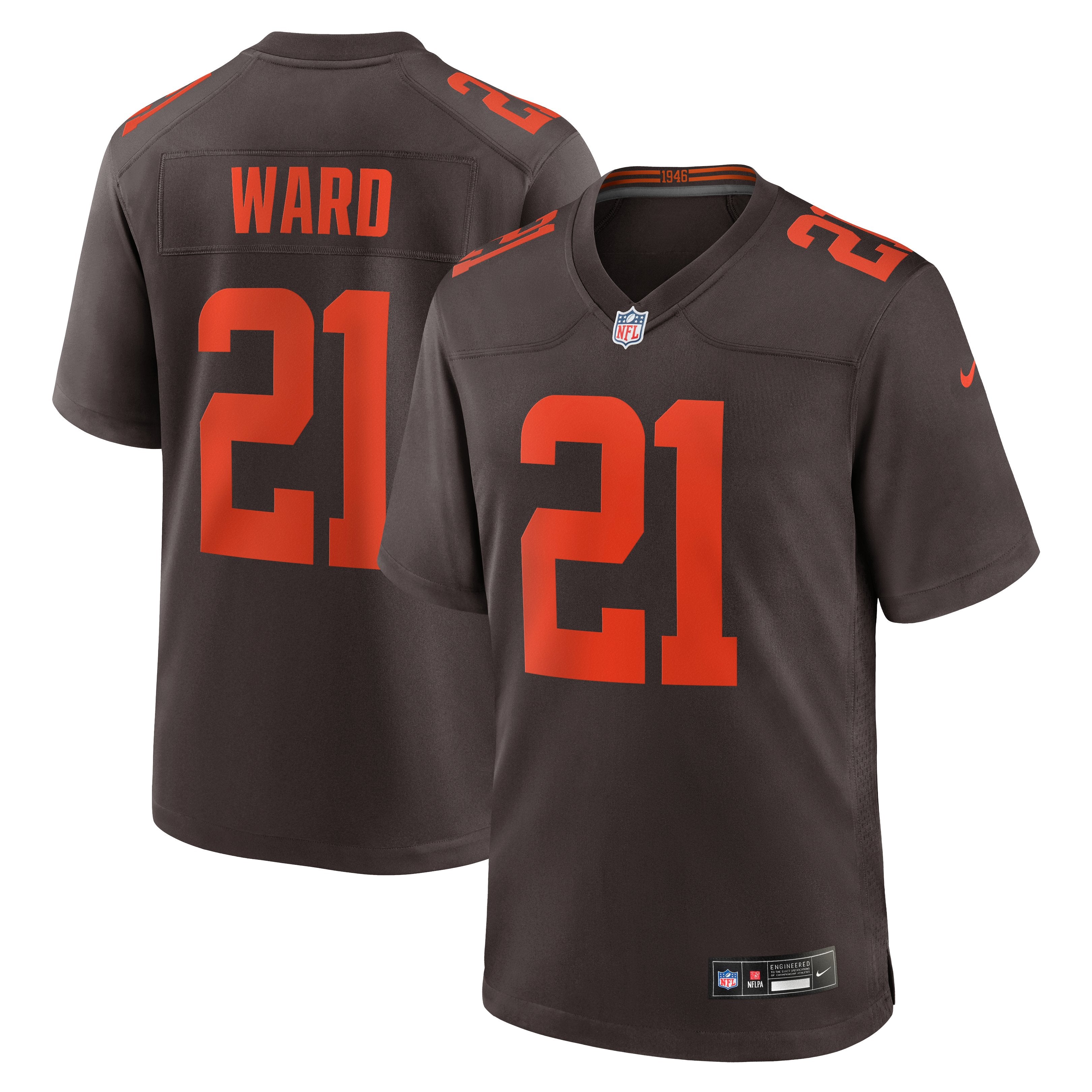 Men's Nike Denzel Ward Brown Cleveland Browns Alpha Dawg Game Jersey