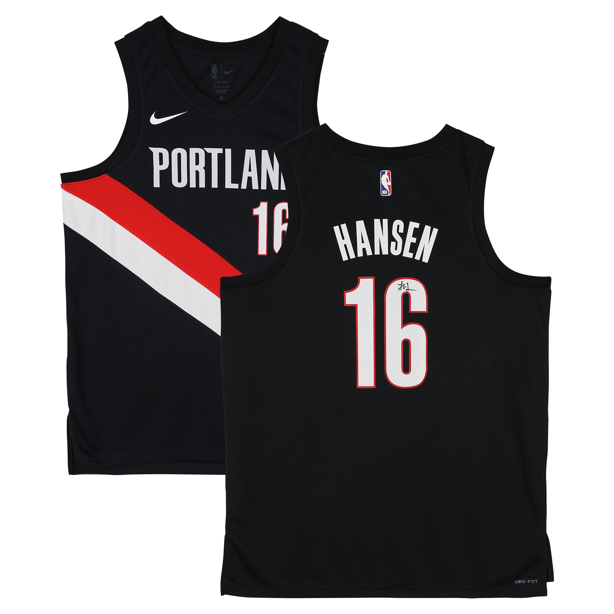 Yang Hansen Portland Trail Blazers Autographed Black Nike Icon Swingman Jersey