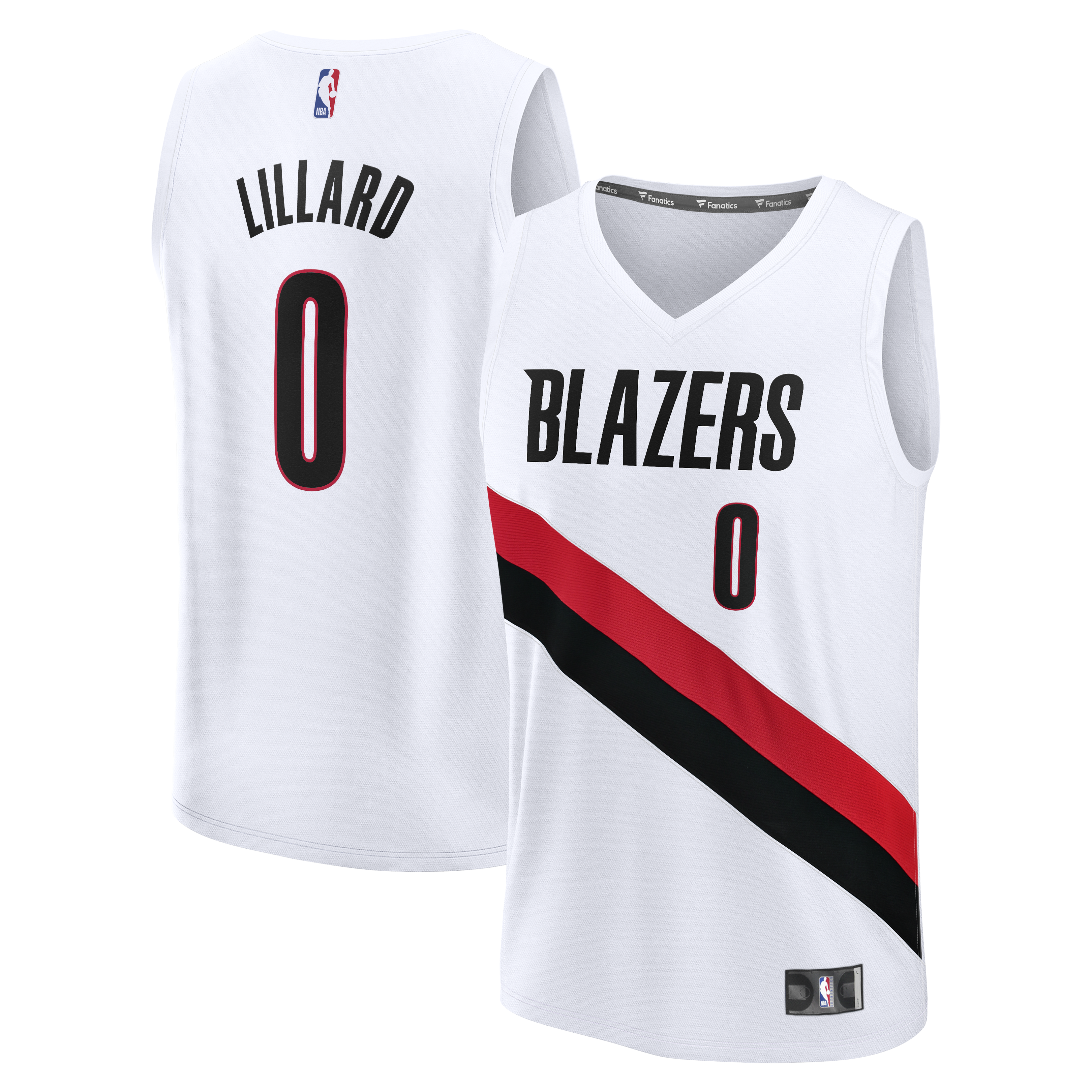 Men's Fanatics Damian Lillard White Portland Trail Blazers Fast Break Replica Player Jersey - Association Edition