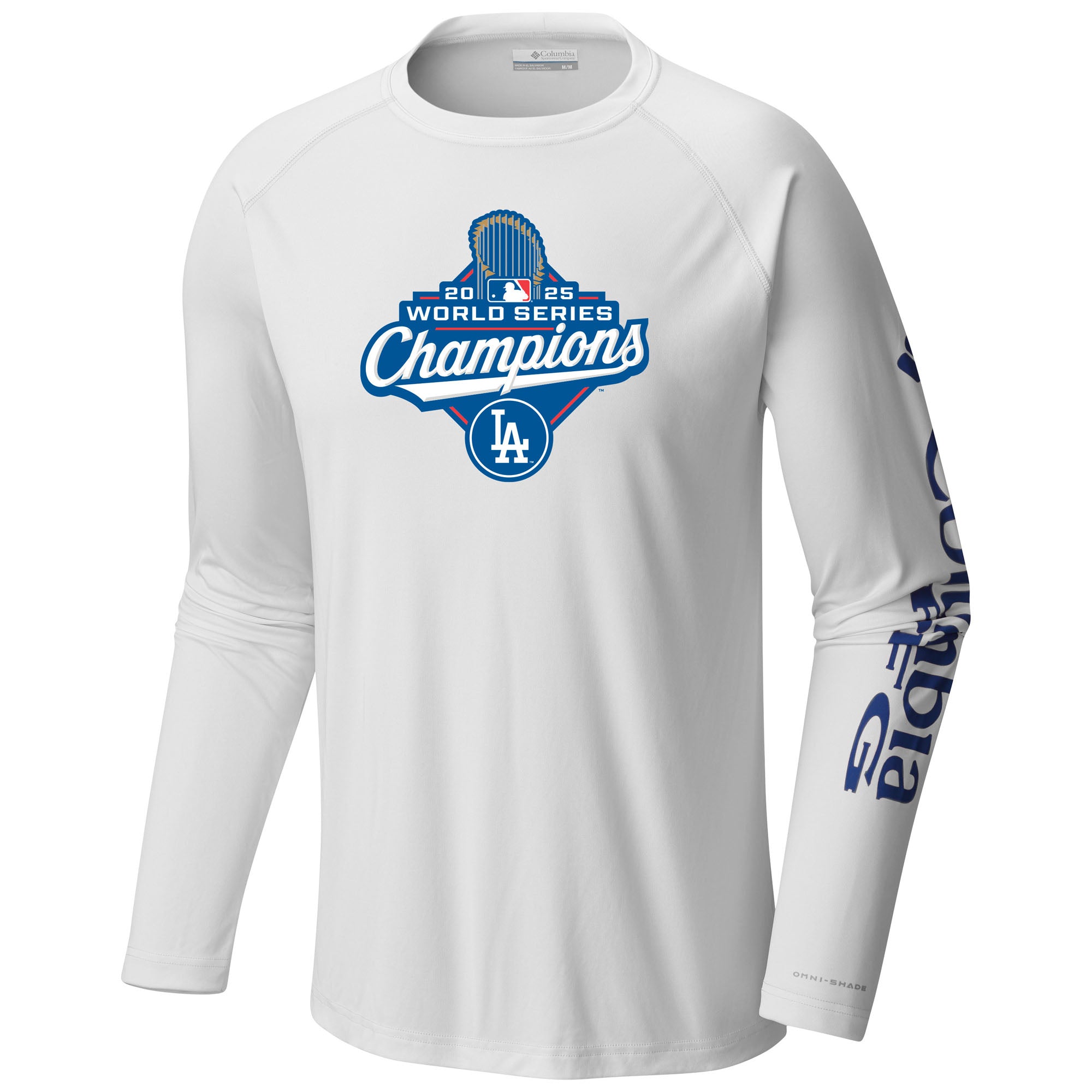 Men's Columbia White Los Angeles Dodgers 2025 World Series Champions Terminal Tackle Long Sleeve T-Shirt