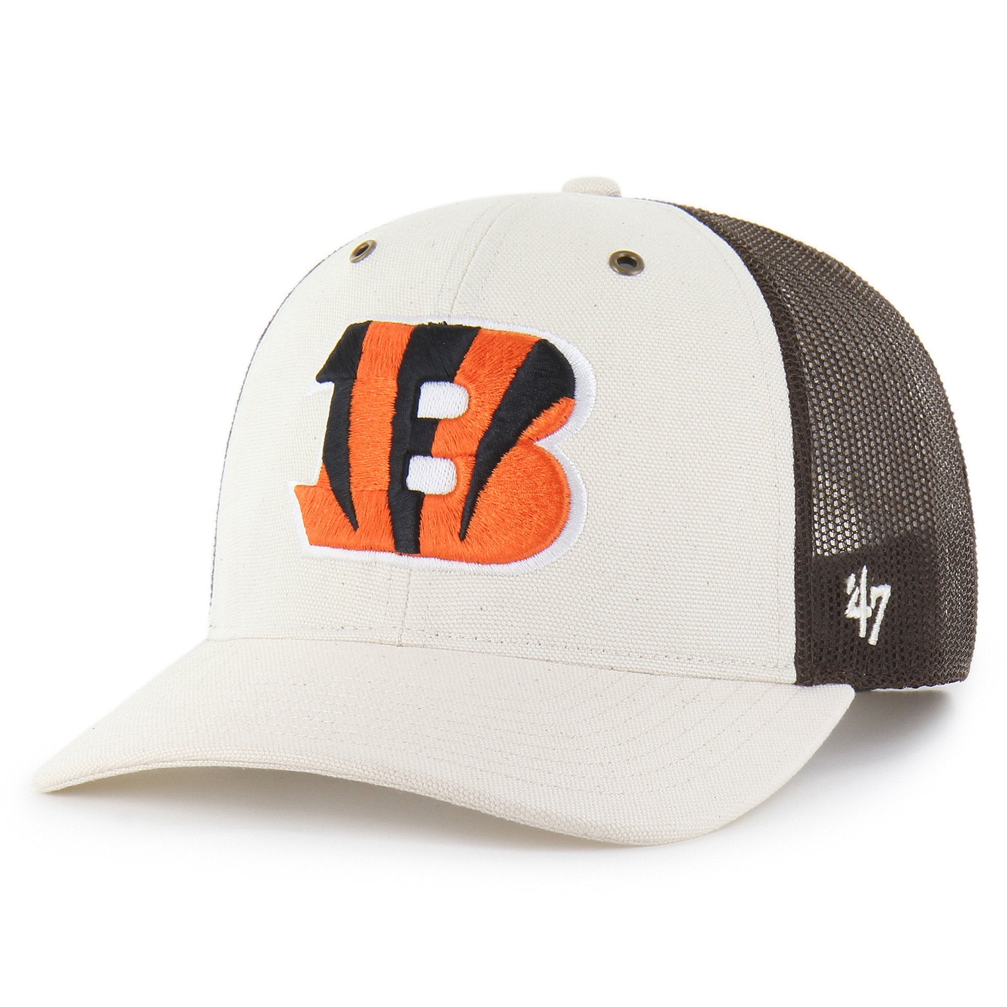 Men's Carhartt x '47 Natural/Brown Cincinnati Bengals Undyed Trucker Adjustable Hat