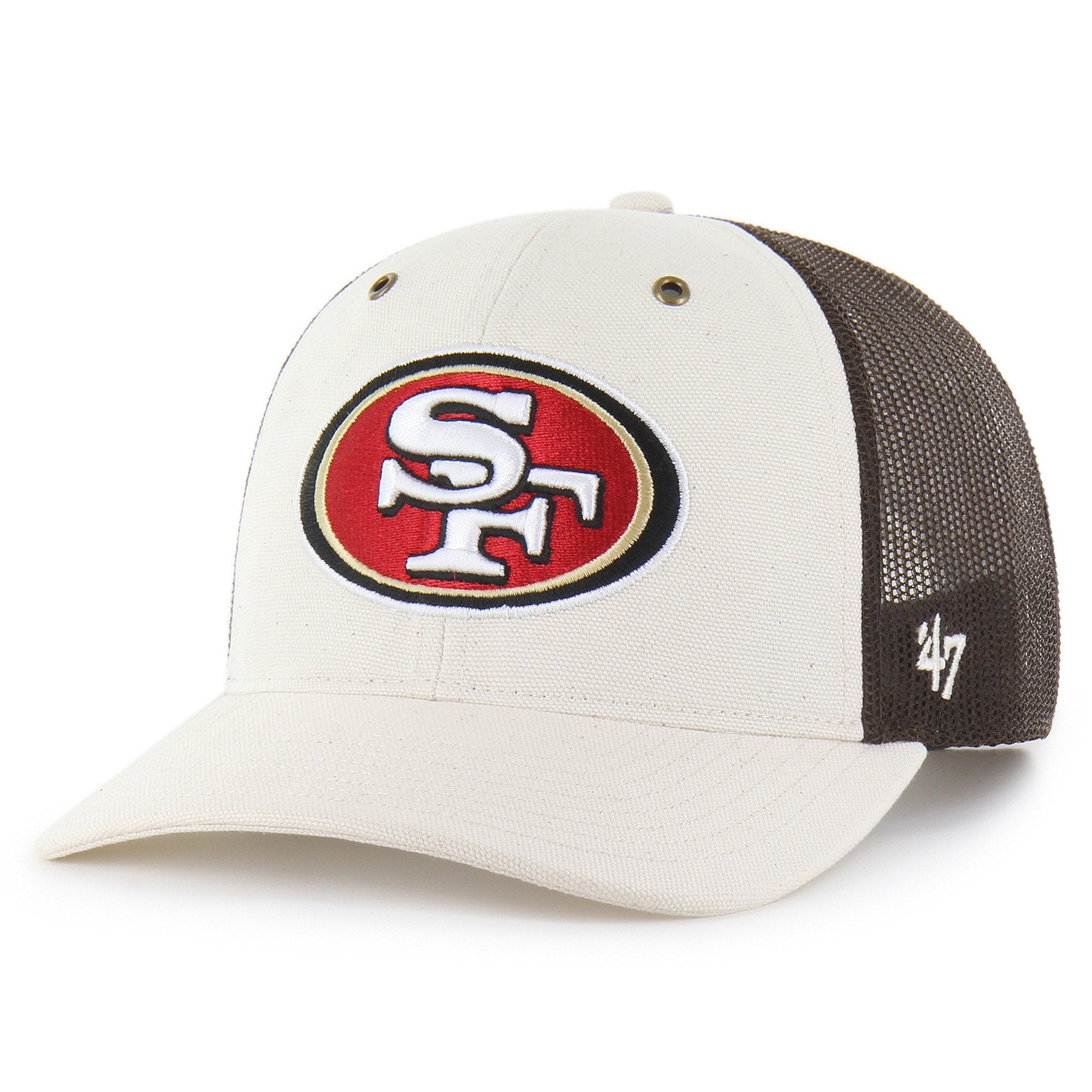 Men's Carhartt x '47 Natural/Brown San Francisco 49ers Undyed Trucker Adjustable Hat