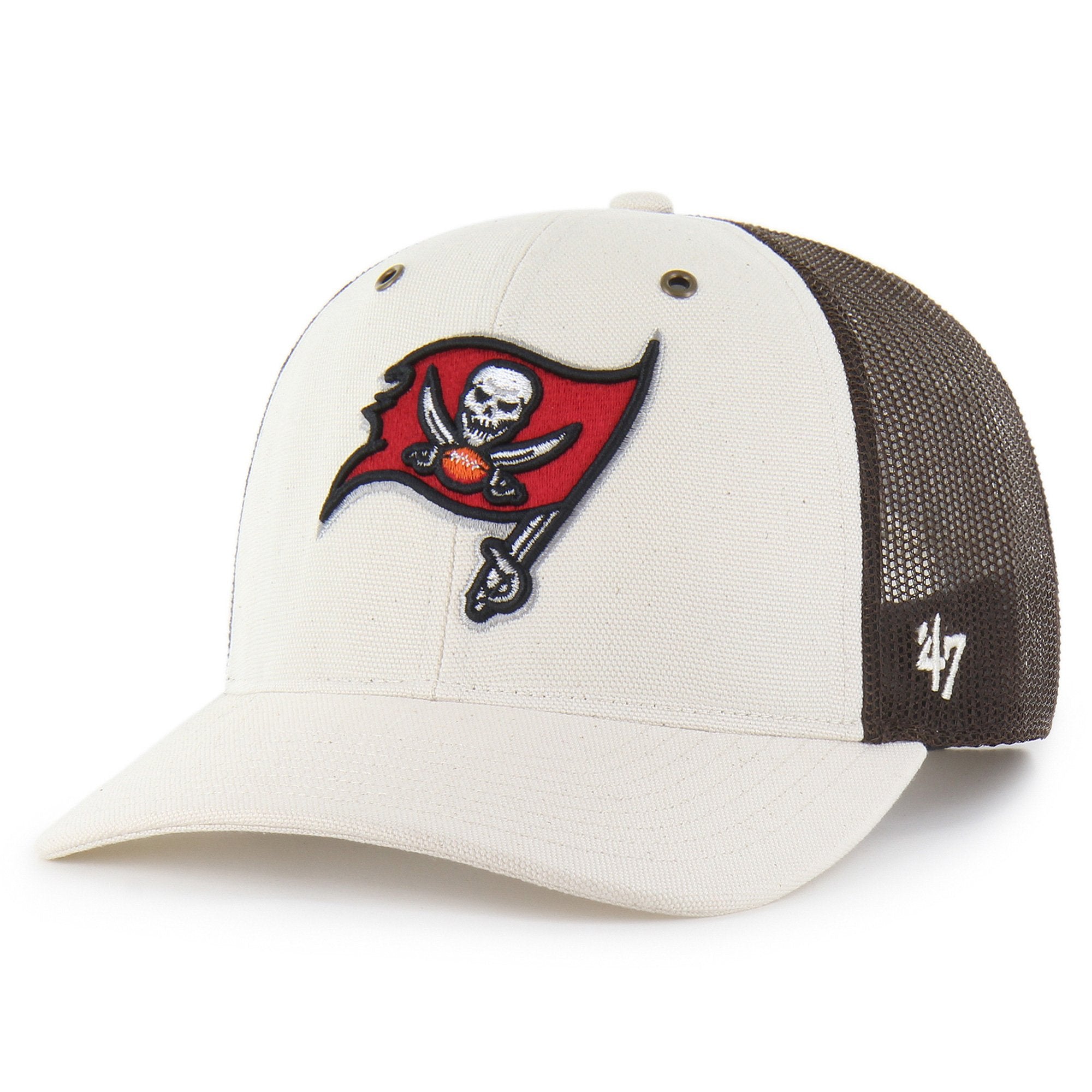 Men's Carhartt x '47 Natural/Brown Tampa Bay Buccaneers Undyed Trucker Adjustable Hat