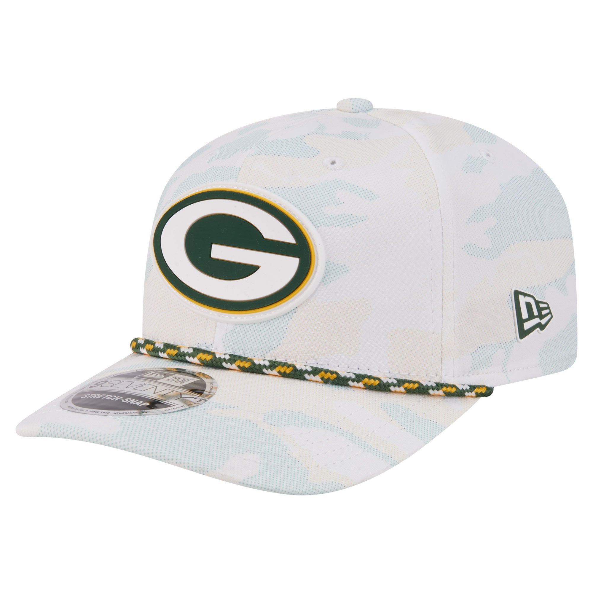 Men's New Era  White Green Bay Packers Camo Rope 9SEVENTY Adjustable Hat