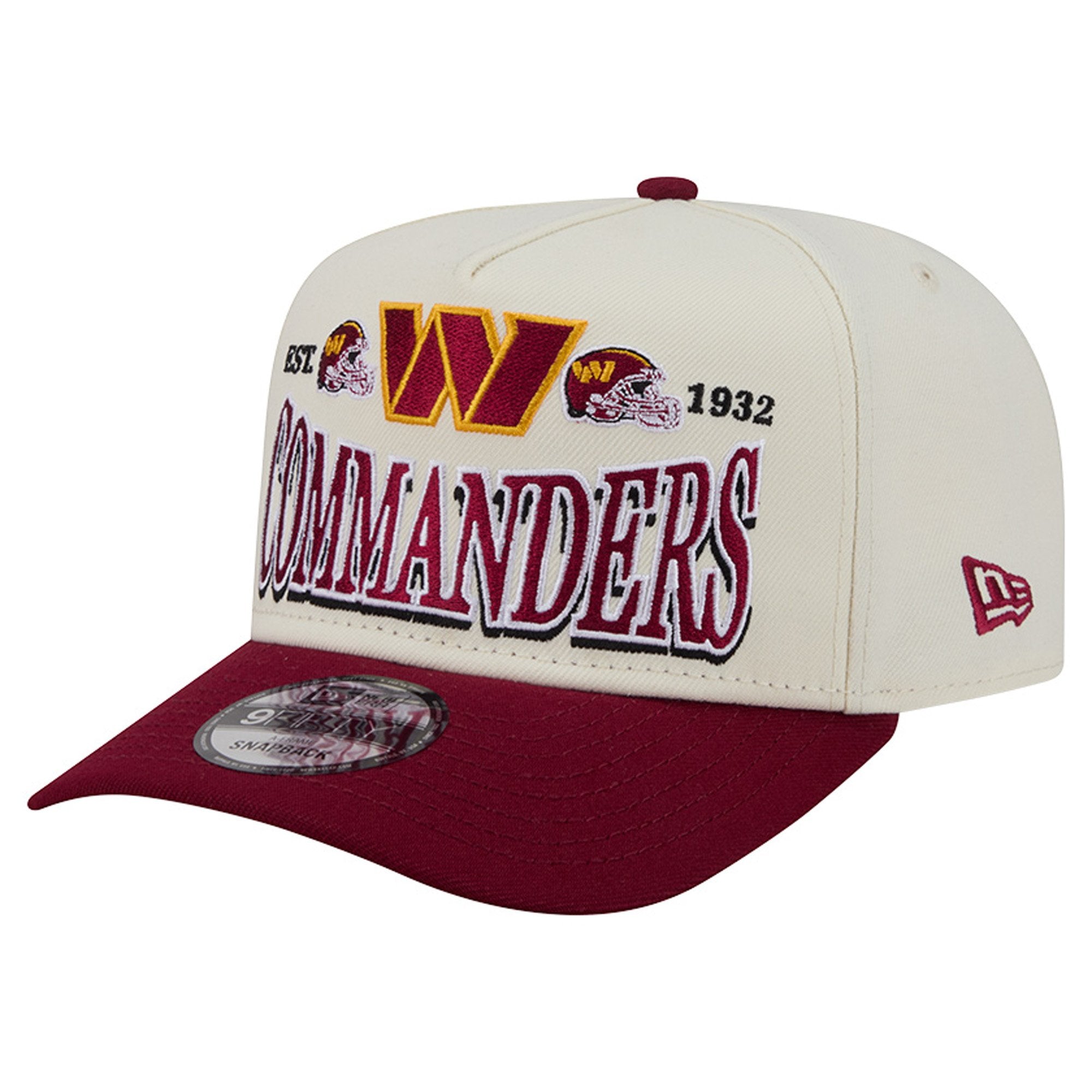 Men's New Era  Cream/Burgundy Washington Commanders A-Frame 9FIFTY Snapback Hat