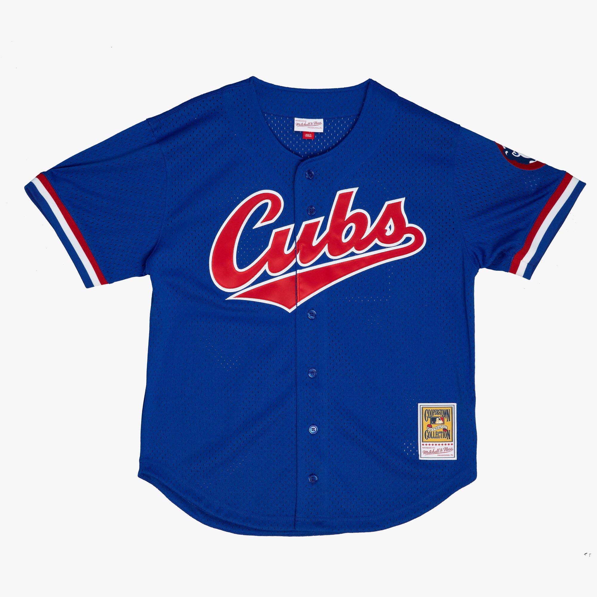 Men's Mitchell & Ness Ryne Sandberg Royal Chicago Cubs Cooperstown Collection 1996 Mesh Batting Practice Button-Up Jersey