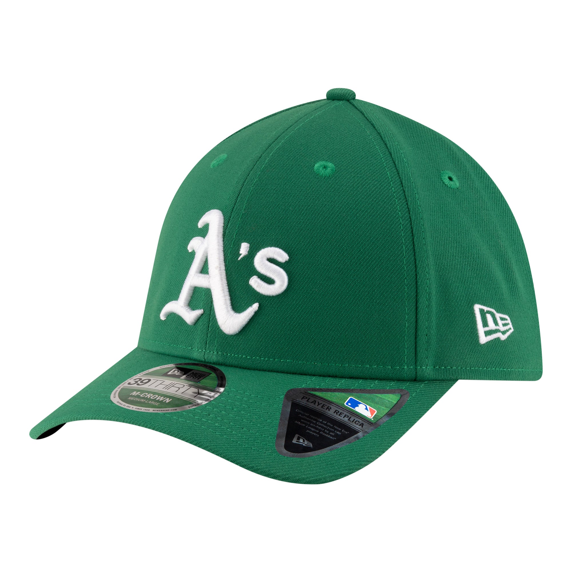 Men's New Era  Green Athletics Player Replica 39THIRTY M-Crown Flex Hat