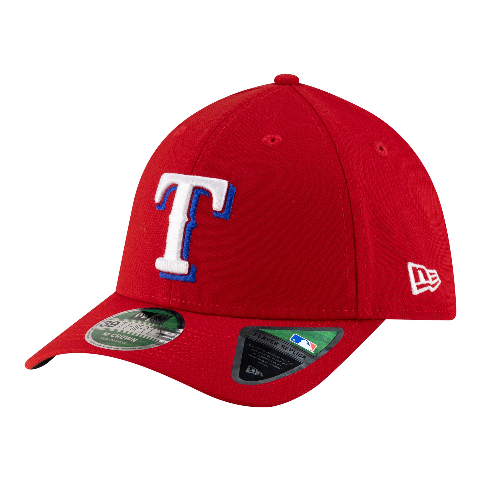 Men's New Era  Red Texas Rangers Player Replica 39THIRTY M-Crown Flex Hat